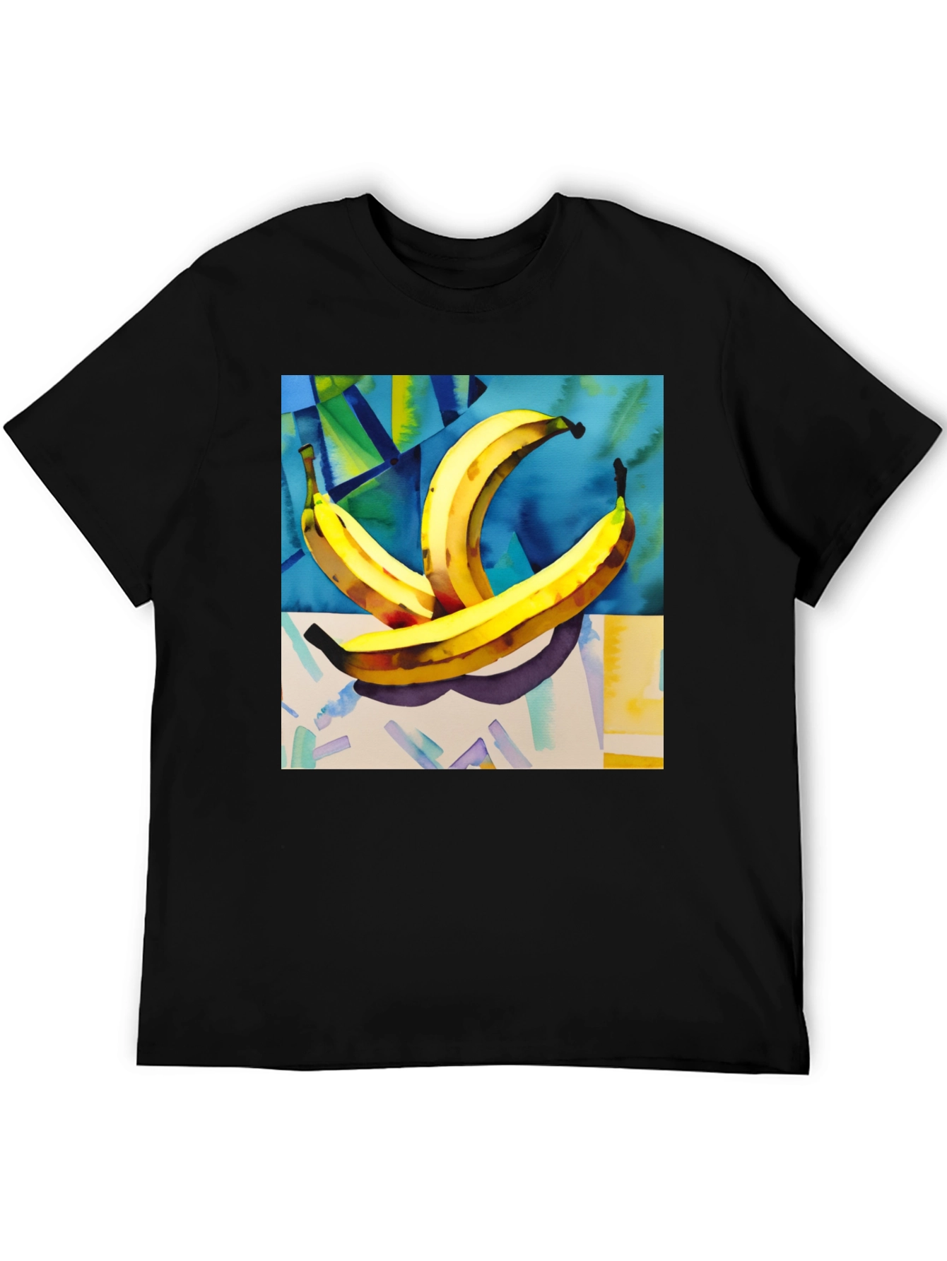 Banana Art Print Black T-Shirt