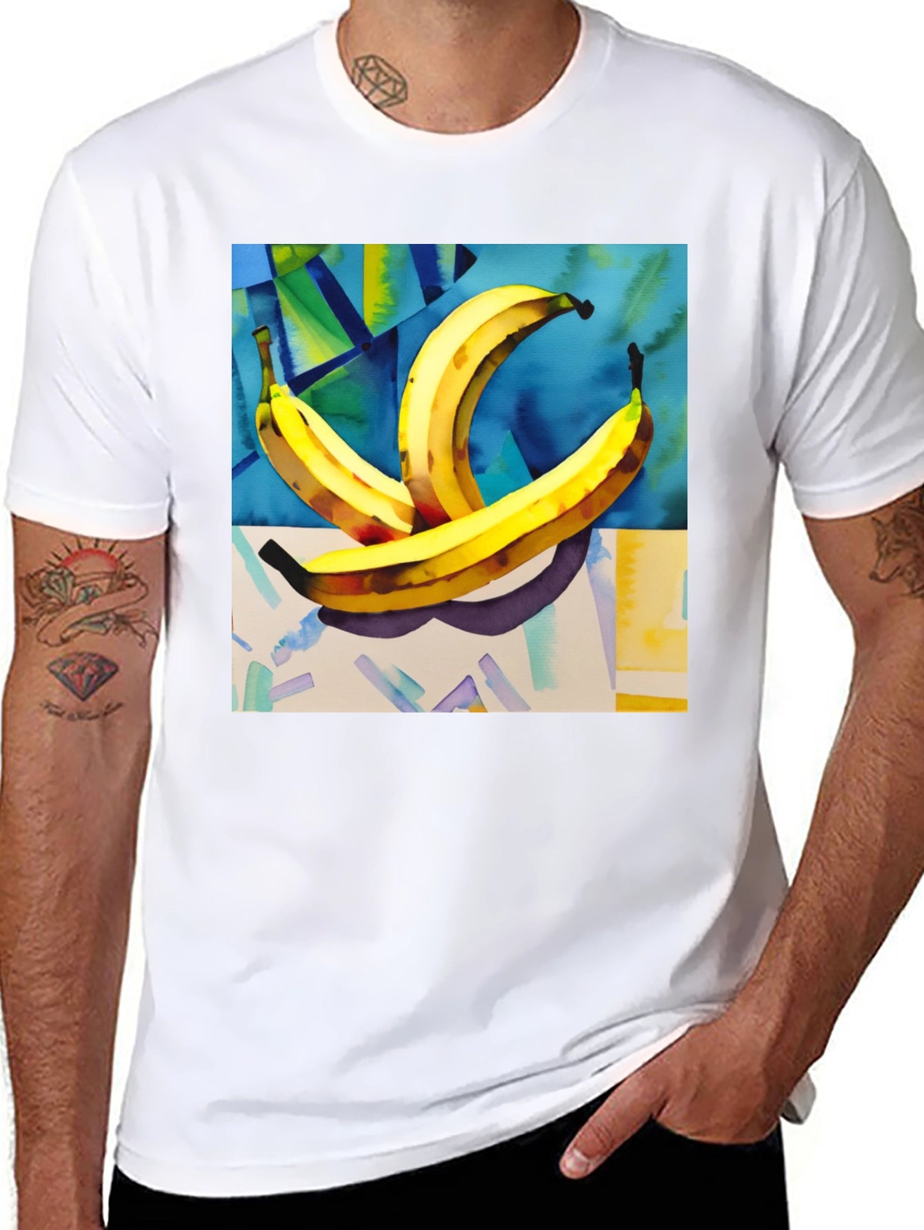 Banana Art Print Black T-Shirt