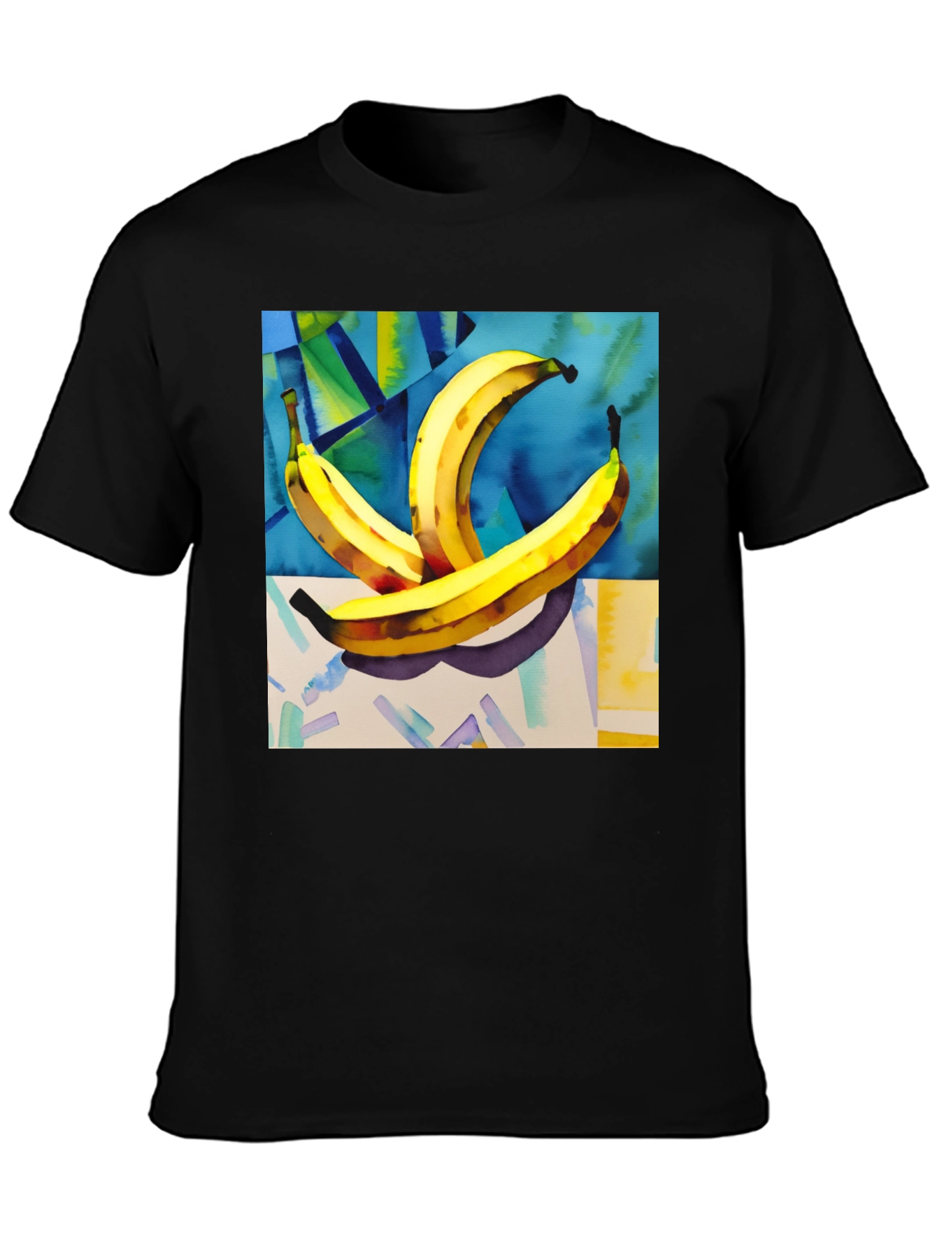 Banana Art Print Black T-Shirt