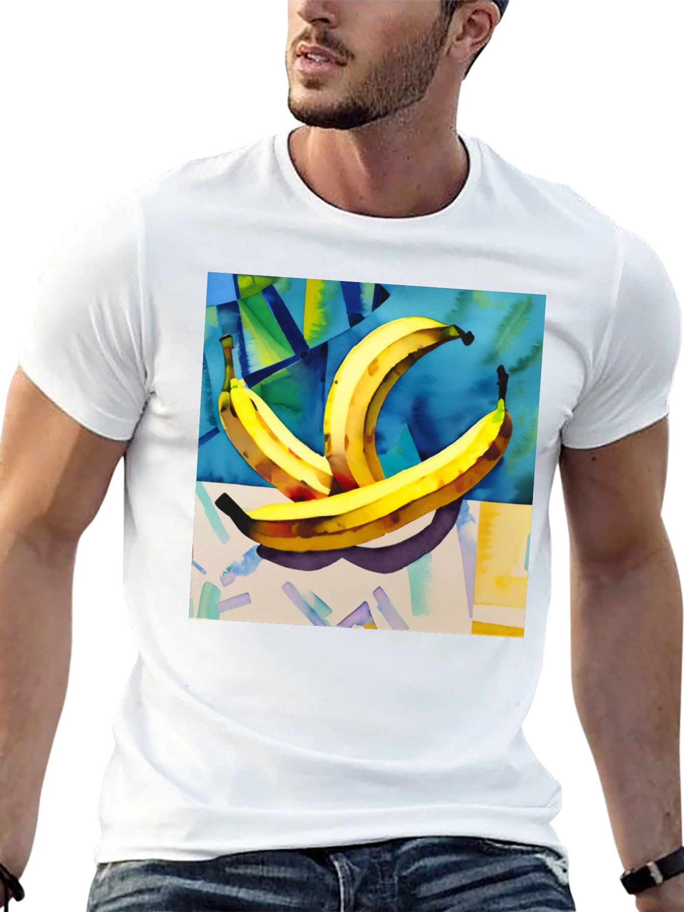 Banana Art Print Black T-Shirt