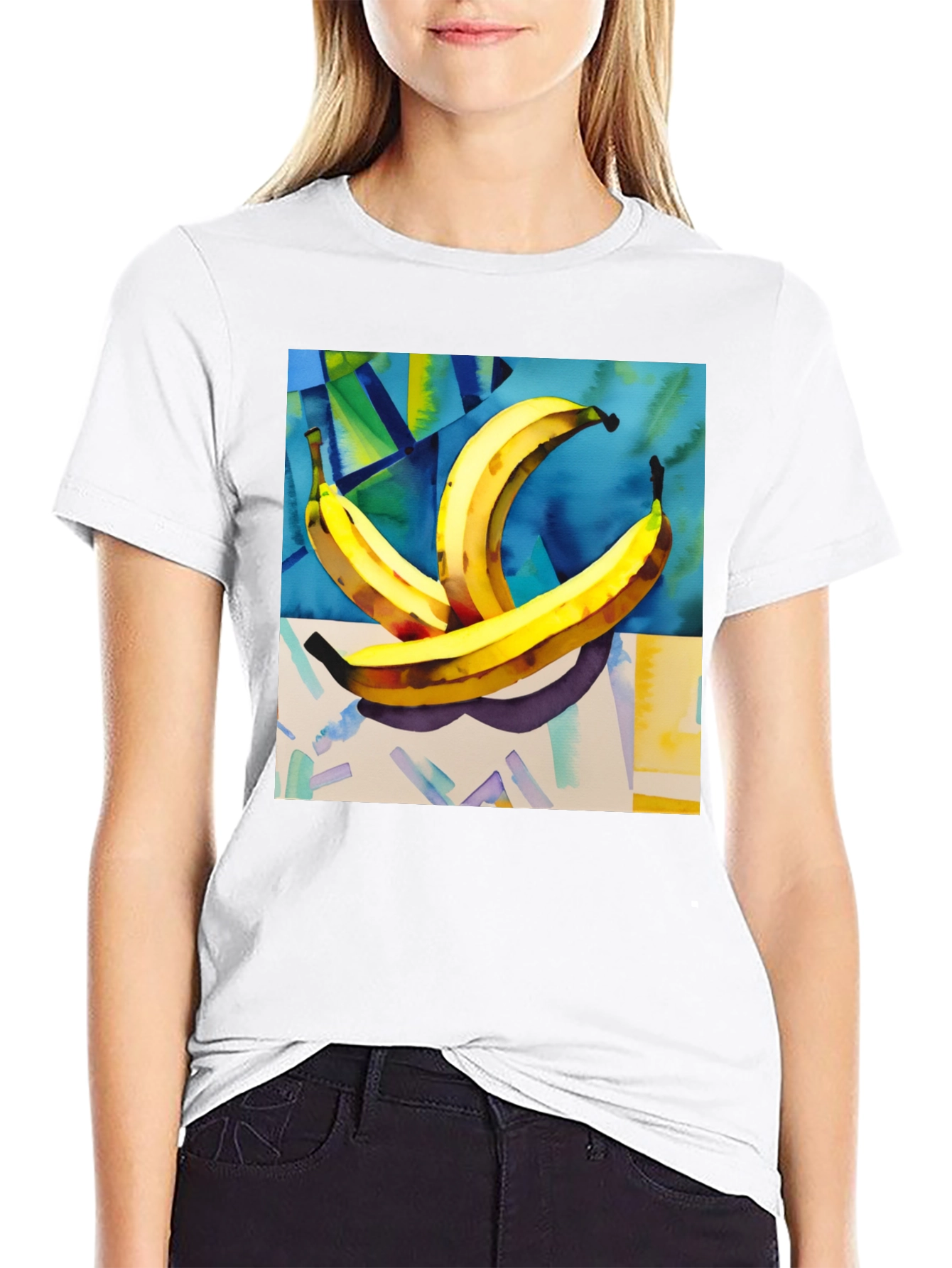 Banana Art Print Black T-Shirt