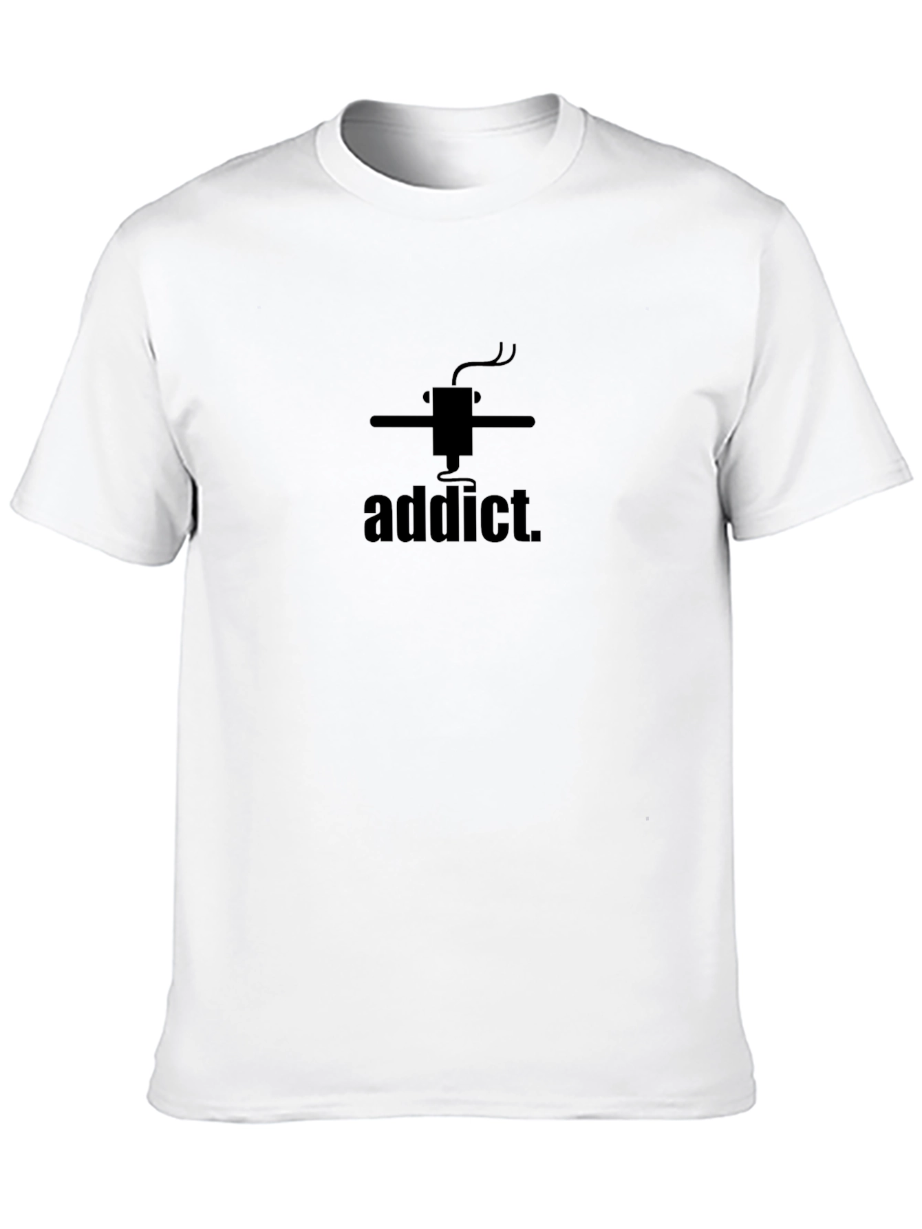 3D Printing Addict Graphic Tee - Black Cotton T-Shirt