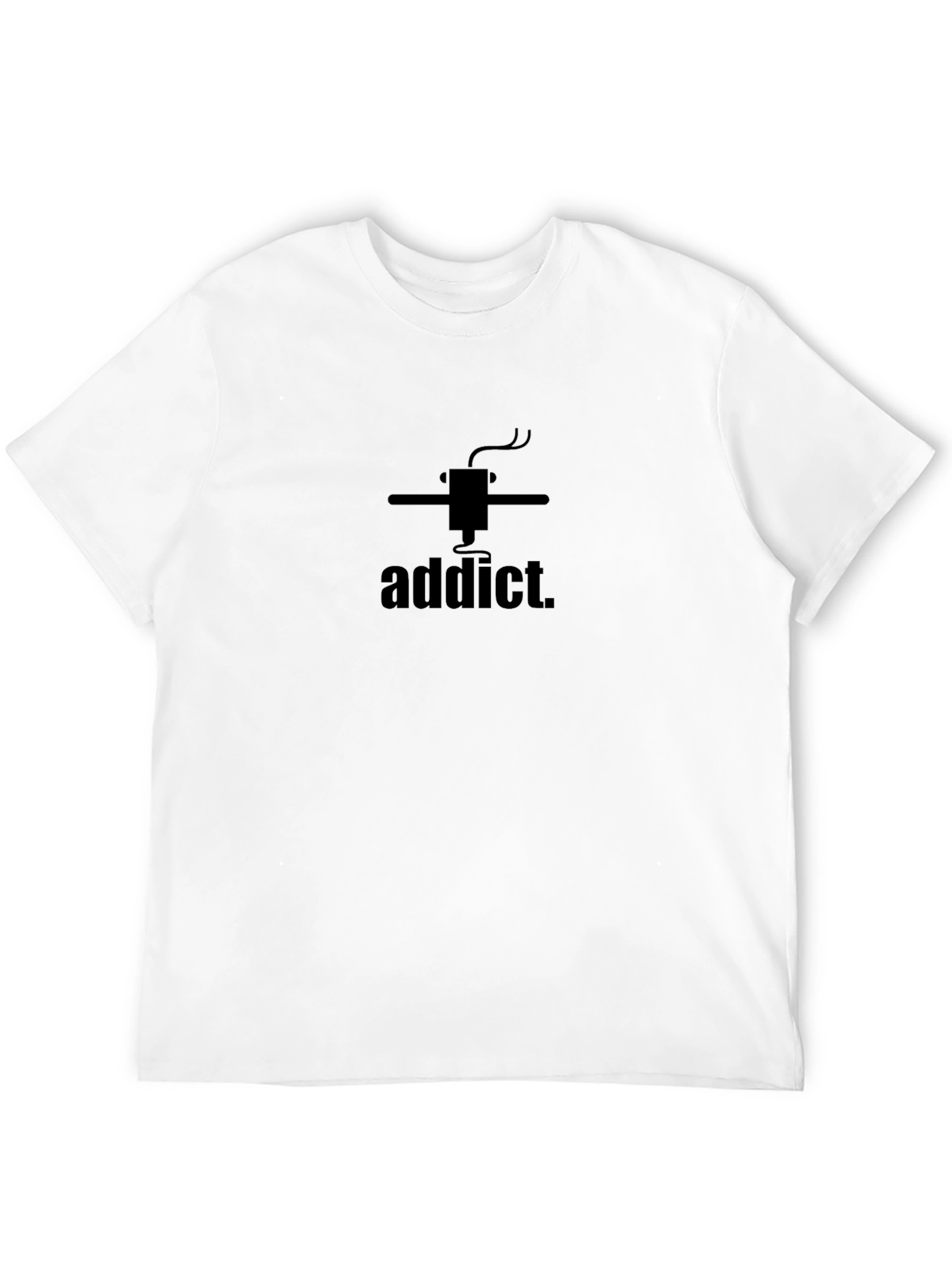 3D Printing Addict Graphic Tee - Black Cotton T-Shirt