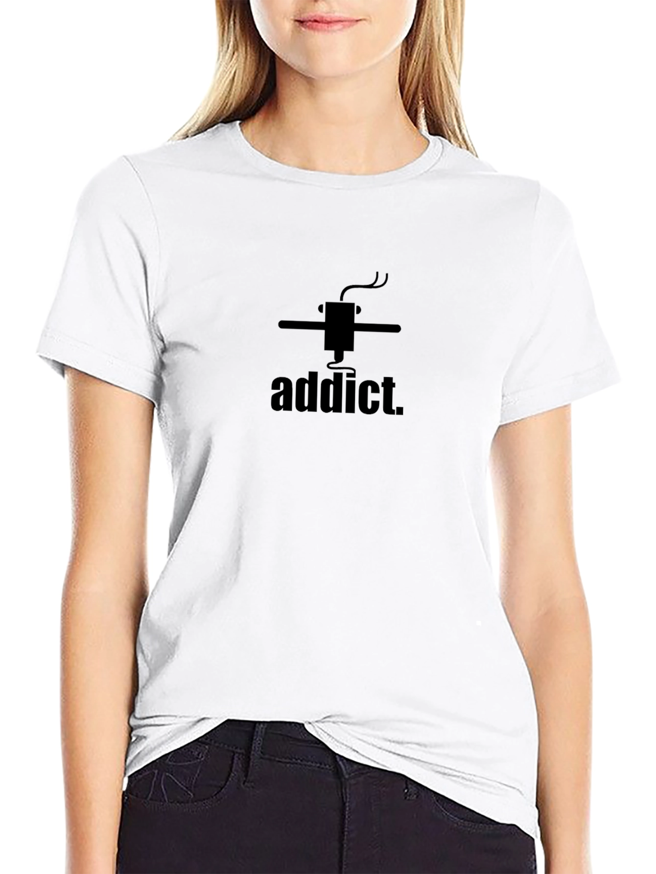 3D Printing Addict Graphic Tee - Black Cotton T-Shirt