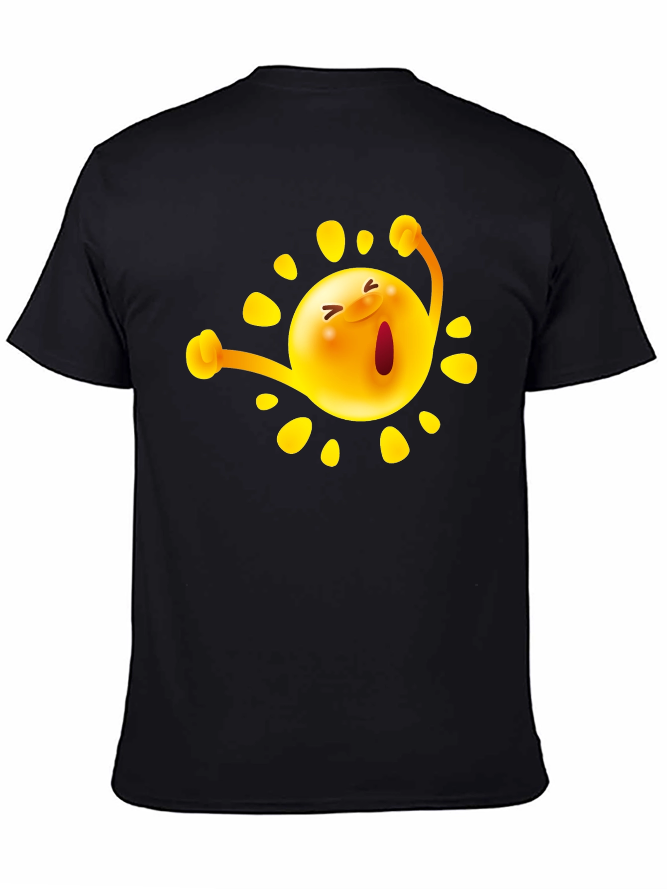 Happy Sun Graphic Tee - Black Cotton T-Shirt