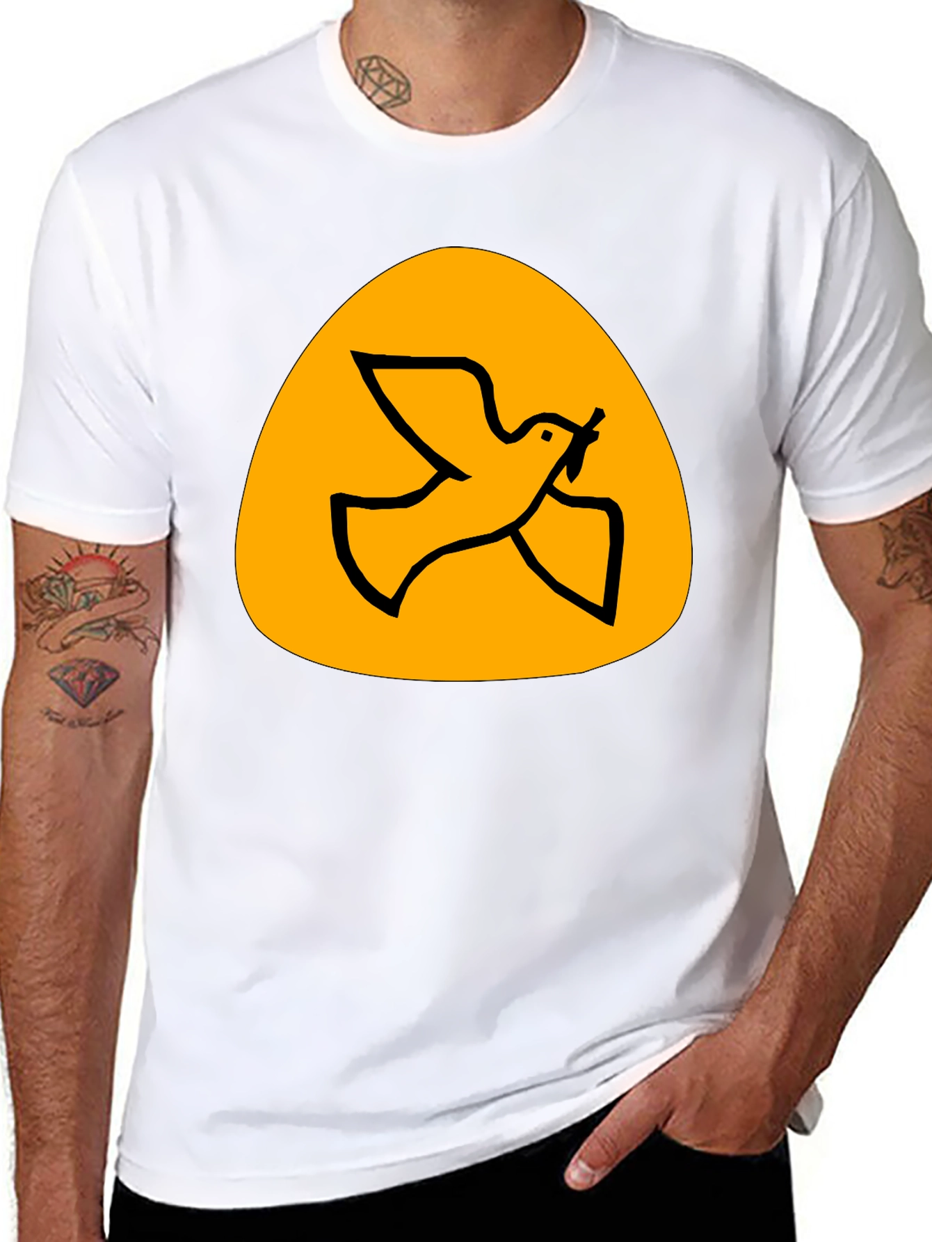 Peace Dove Graphic Tee - Black Cotton T-Shirt