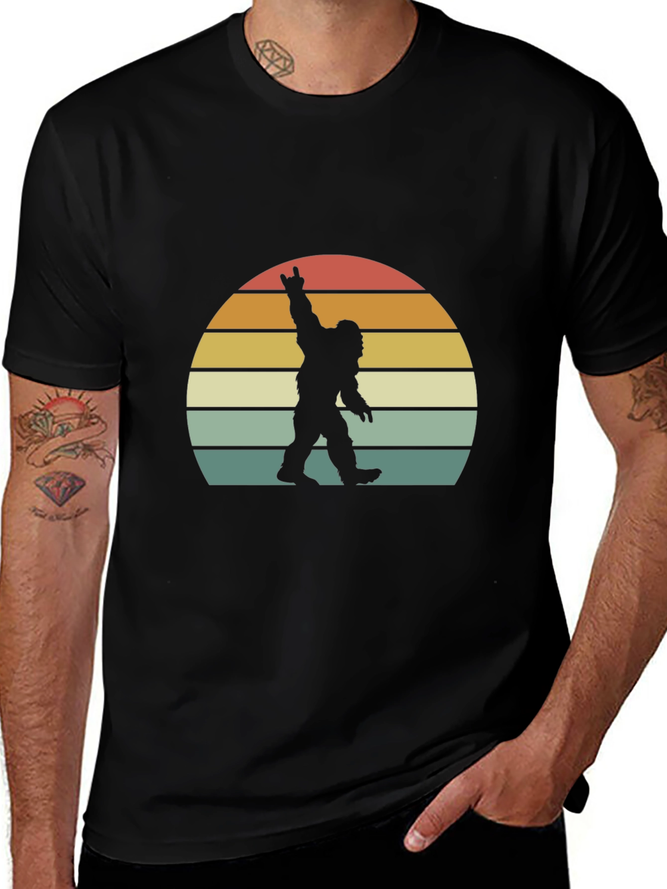 Retro Bigfoot Rock On T-Shirt