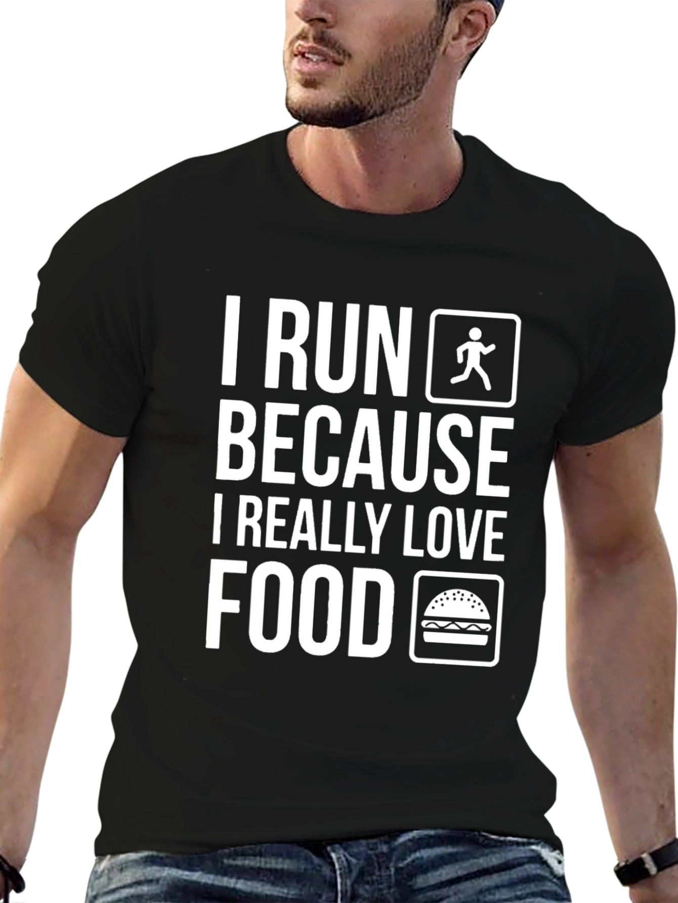 Funny Running T-Shirt: I Run Because I Love Food
