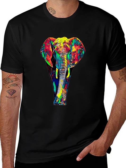 Vibrant Elephant Graphic Black T-Shirt