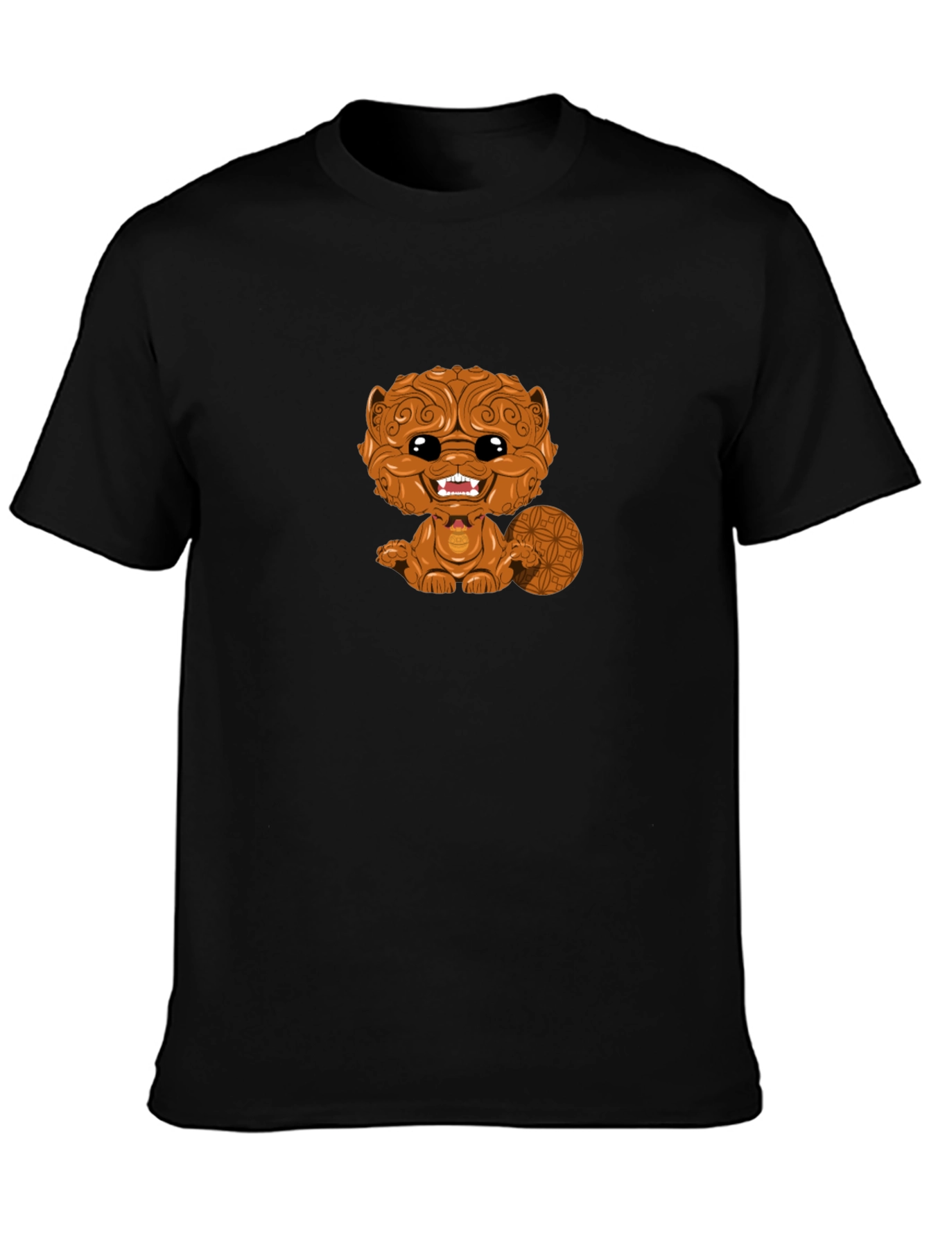 Cartoon Beaver Graphic Black T-Shirt