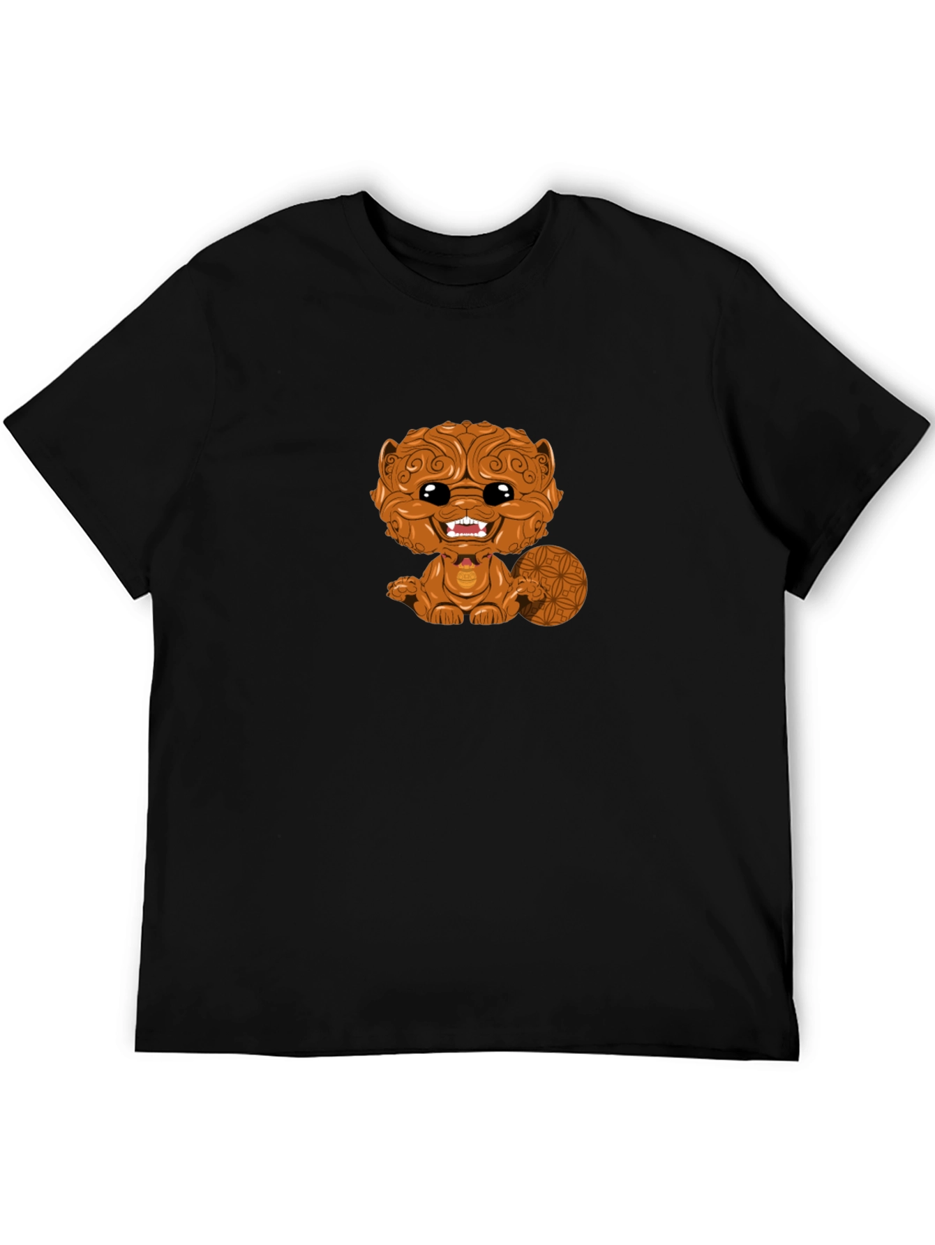 Cartoon Beaver Graphic Black T-Shirt