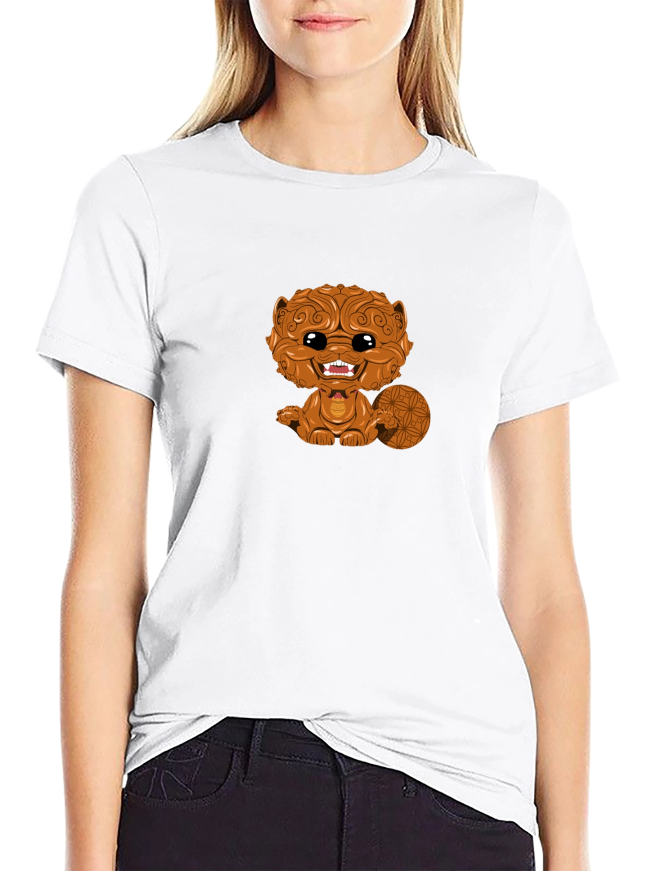 Cartoon Beaver Graphic Black T-Shirt