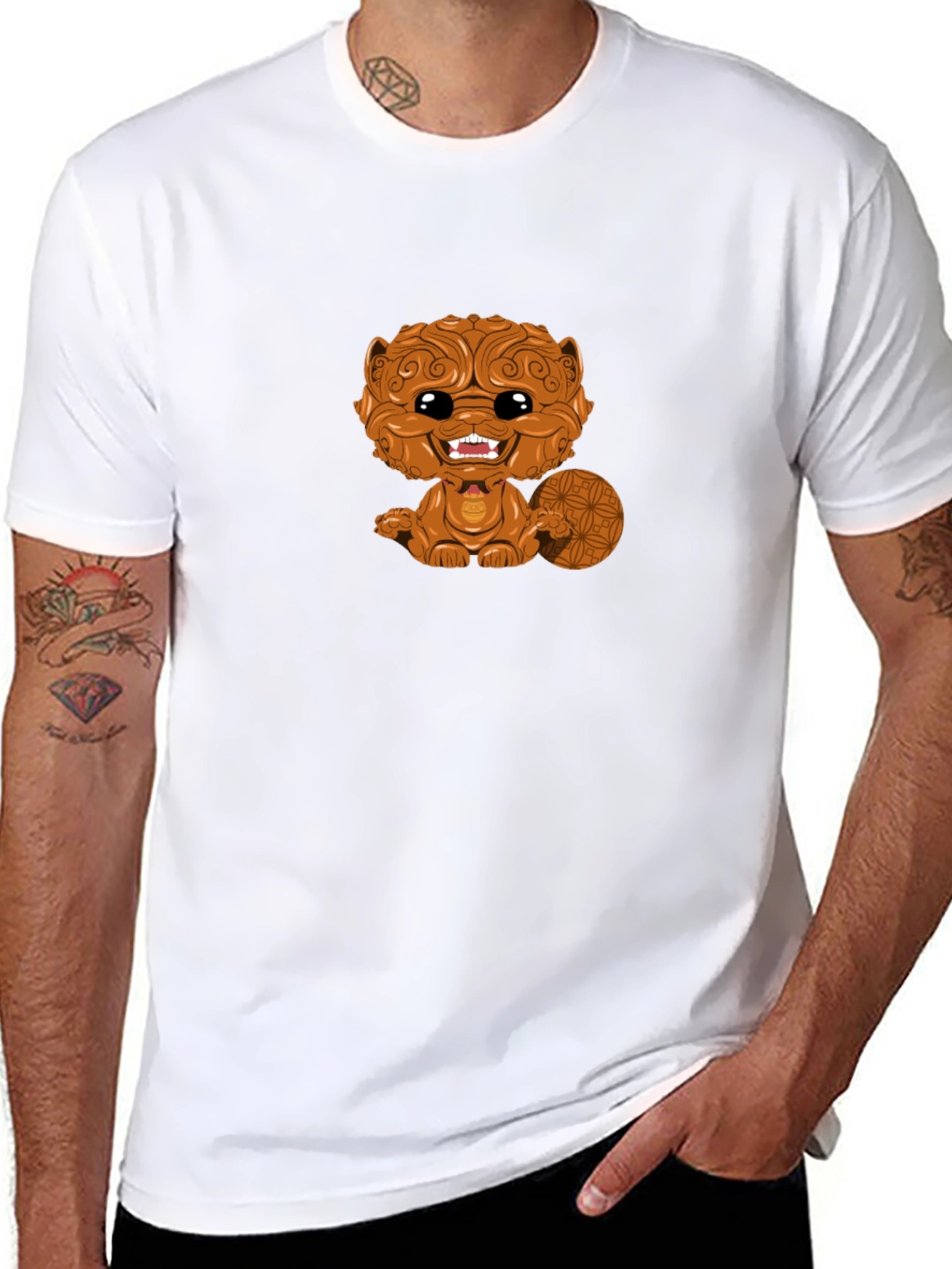 Cartoon Beaver Graphic Black T-Shirt