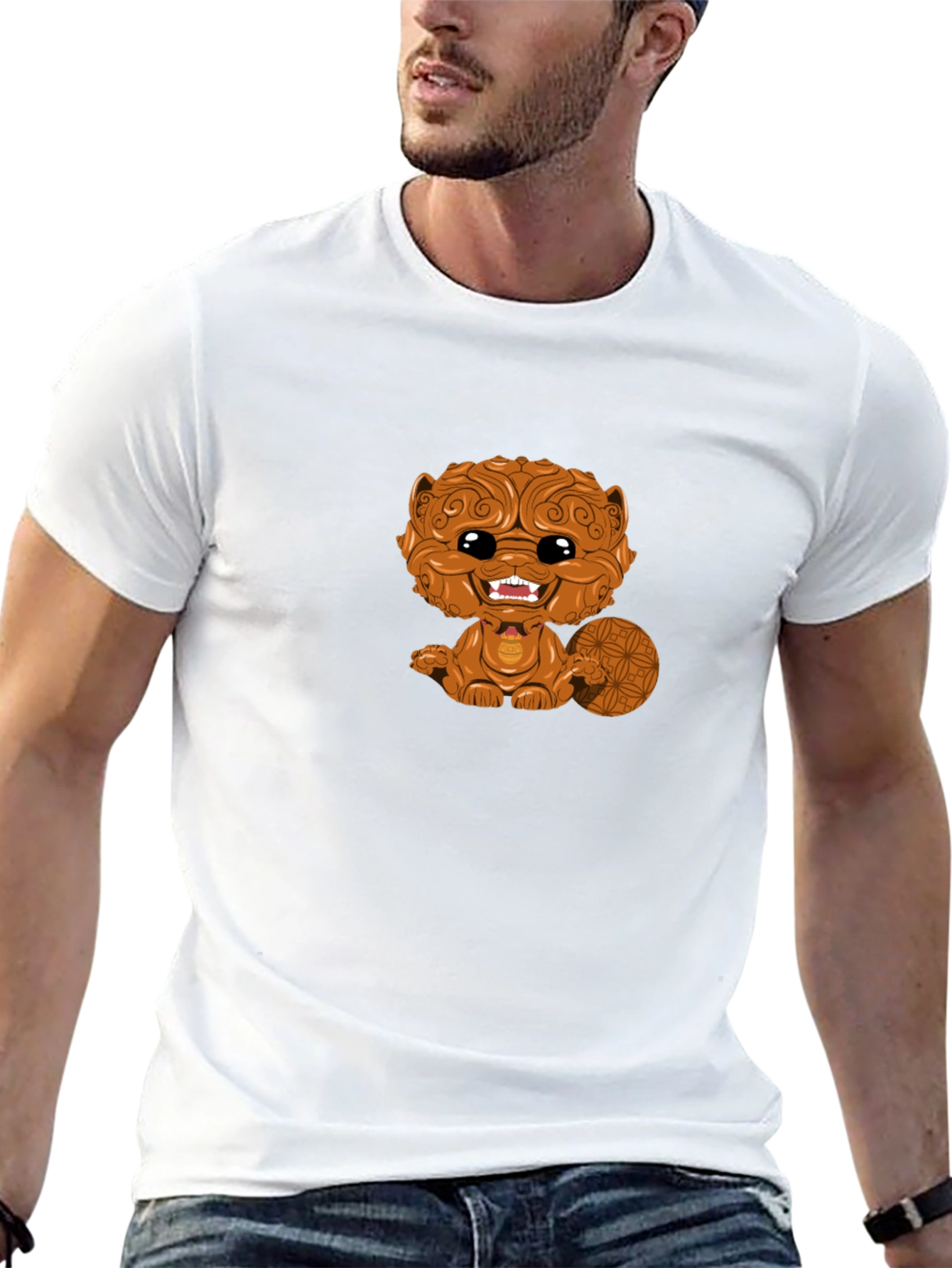 Cartoon Beaver Graphic Black T-Shirt