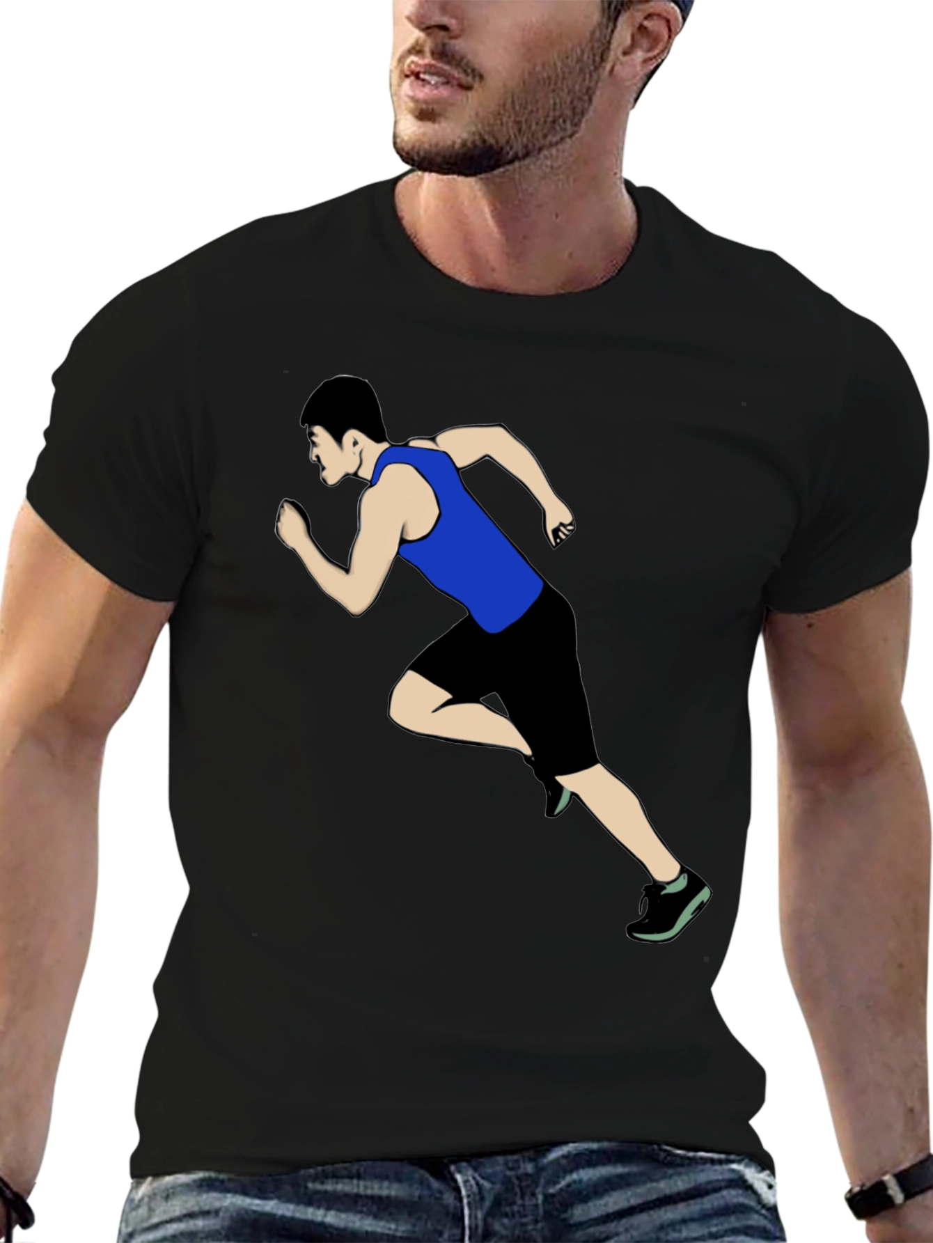 Runner Graphic Print Black T-Shirt
