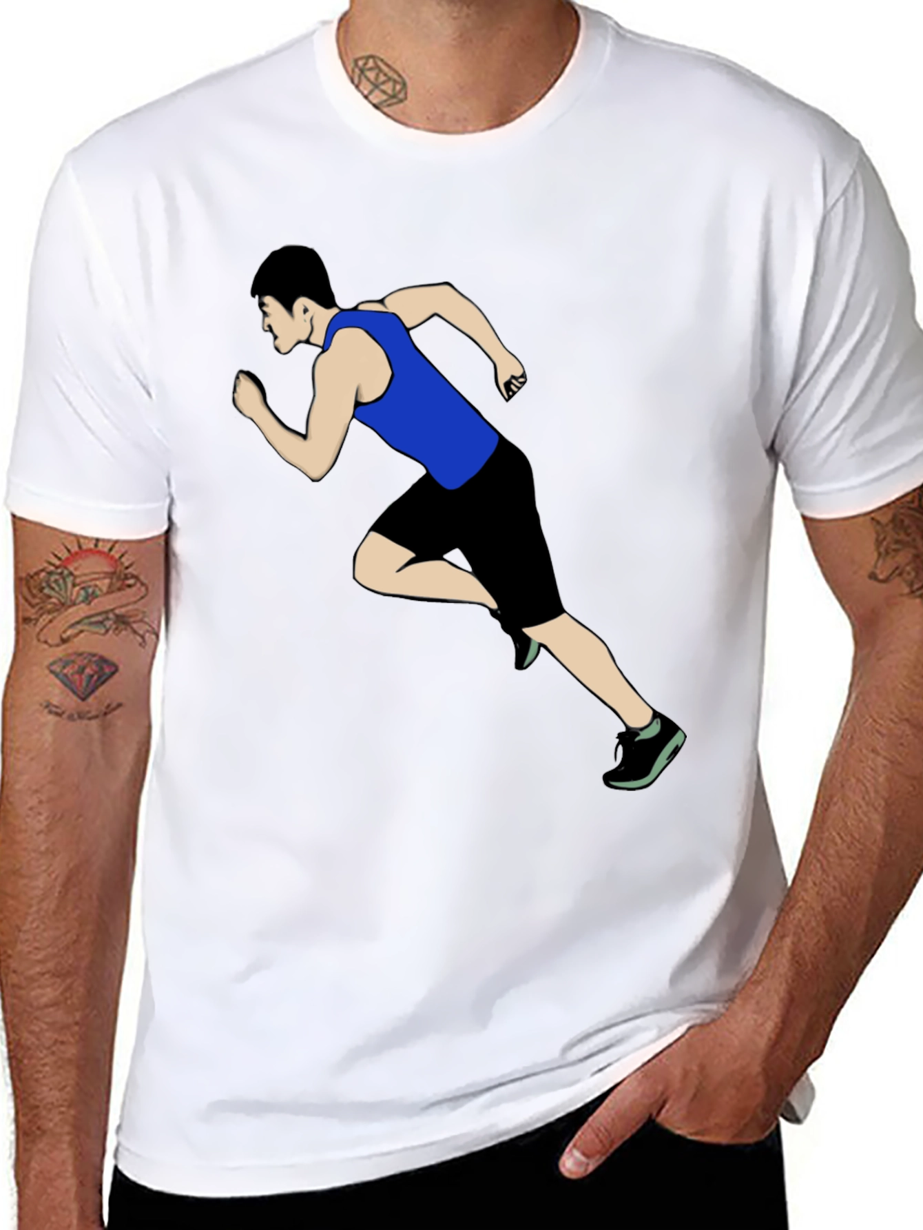 Runner Graphic Print Black T-Shirt