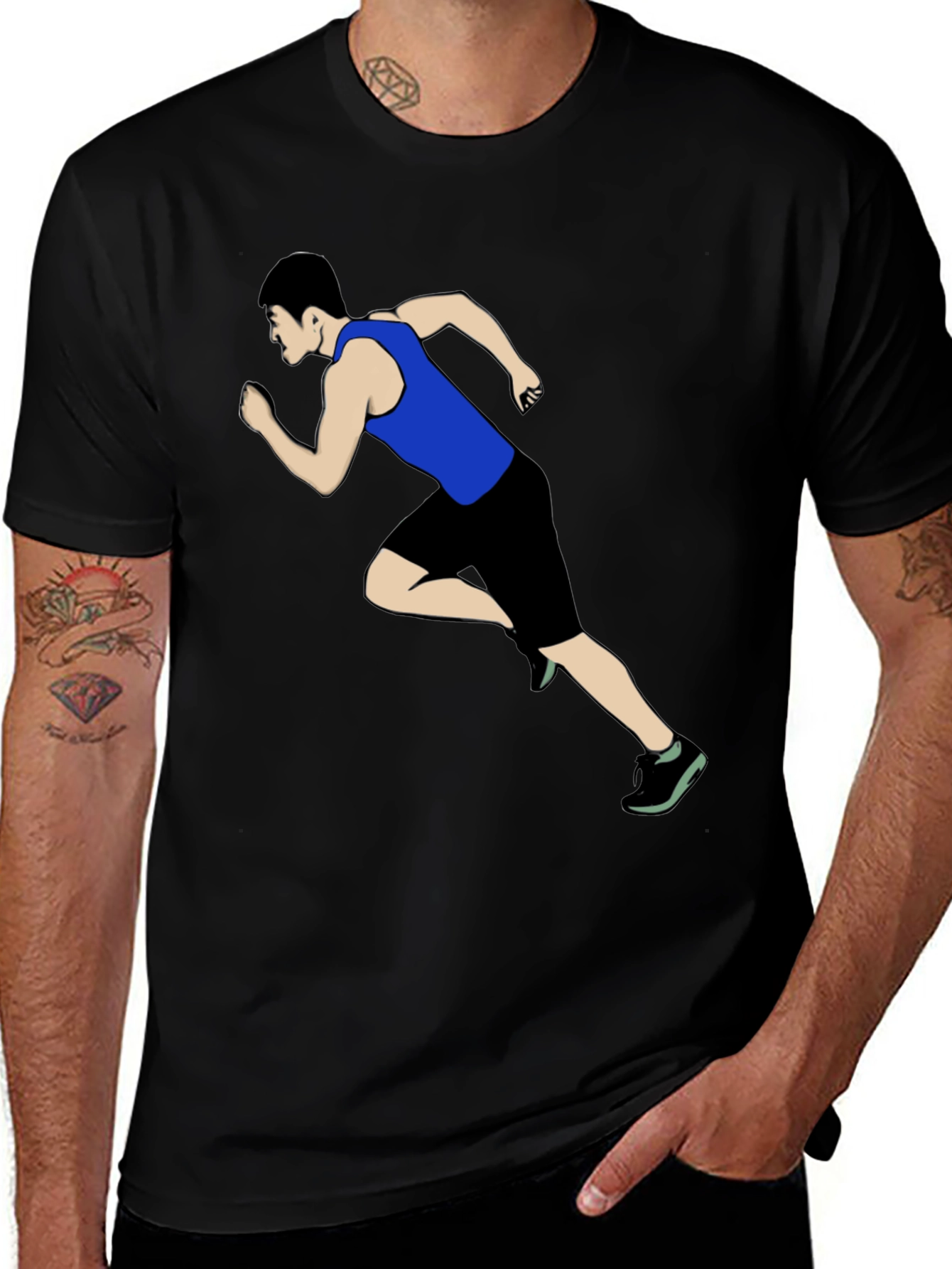 Runner Graphic Print Black T-Shirt