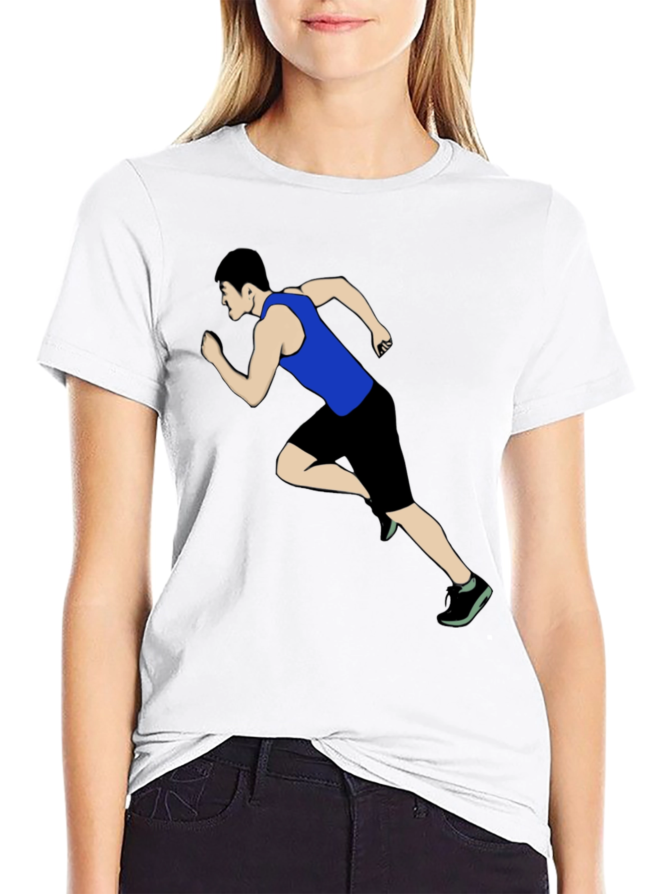 Runner Graphic Print Black T-Shirt