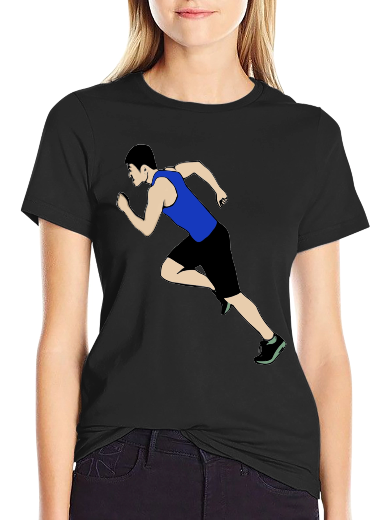 Runner Graphic Print Black T-Shirt