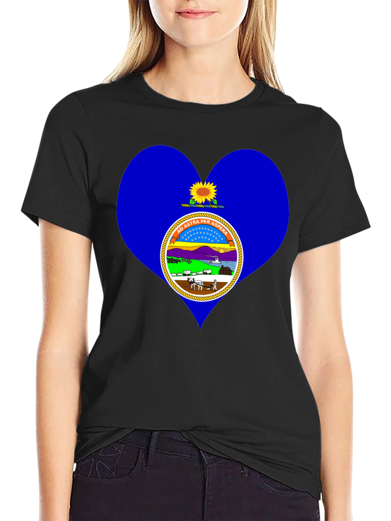Kansas State Flag Heart T-Shirt
