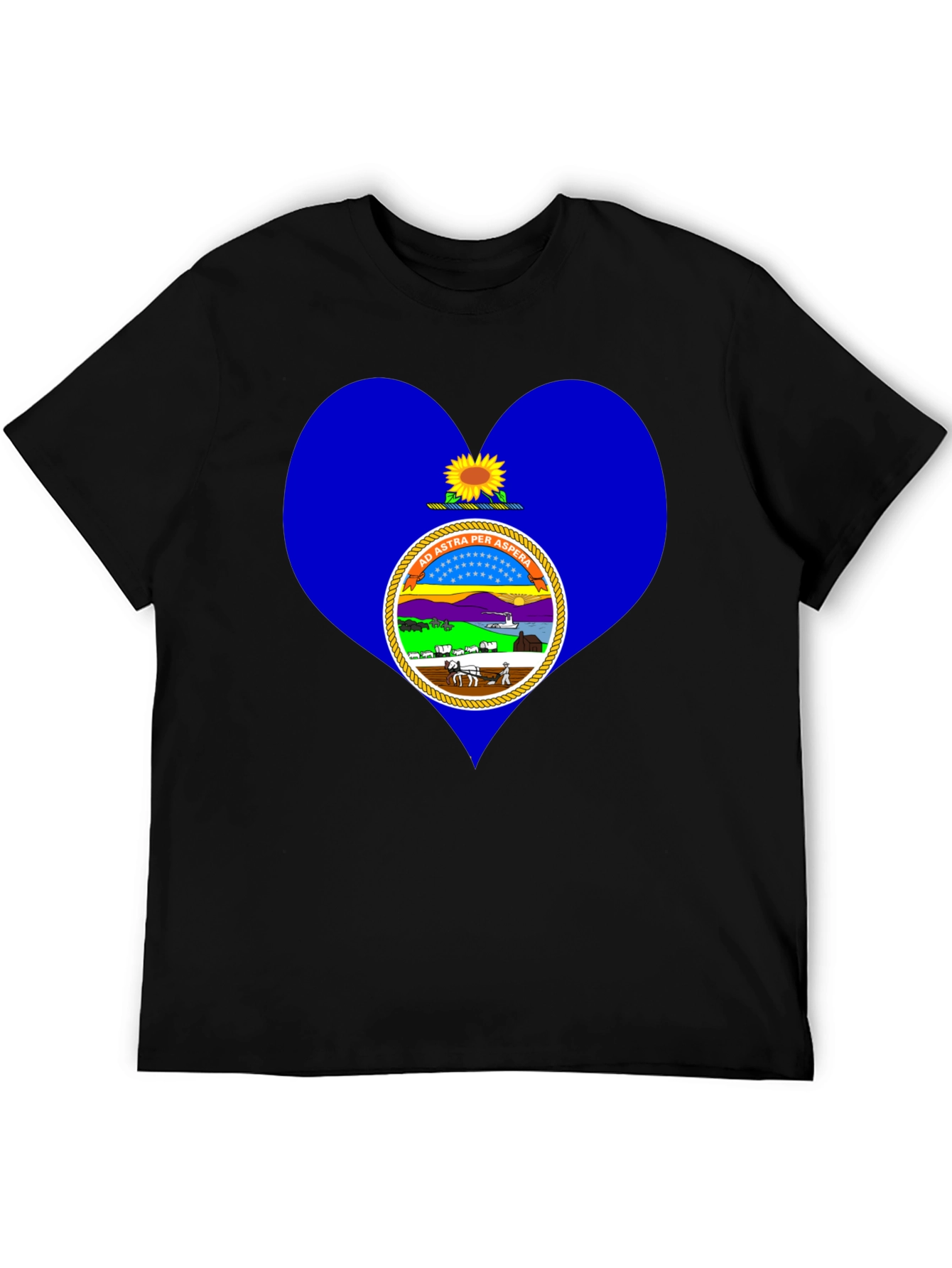 Kansas State Flag Heart T-Shirt