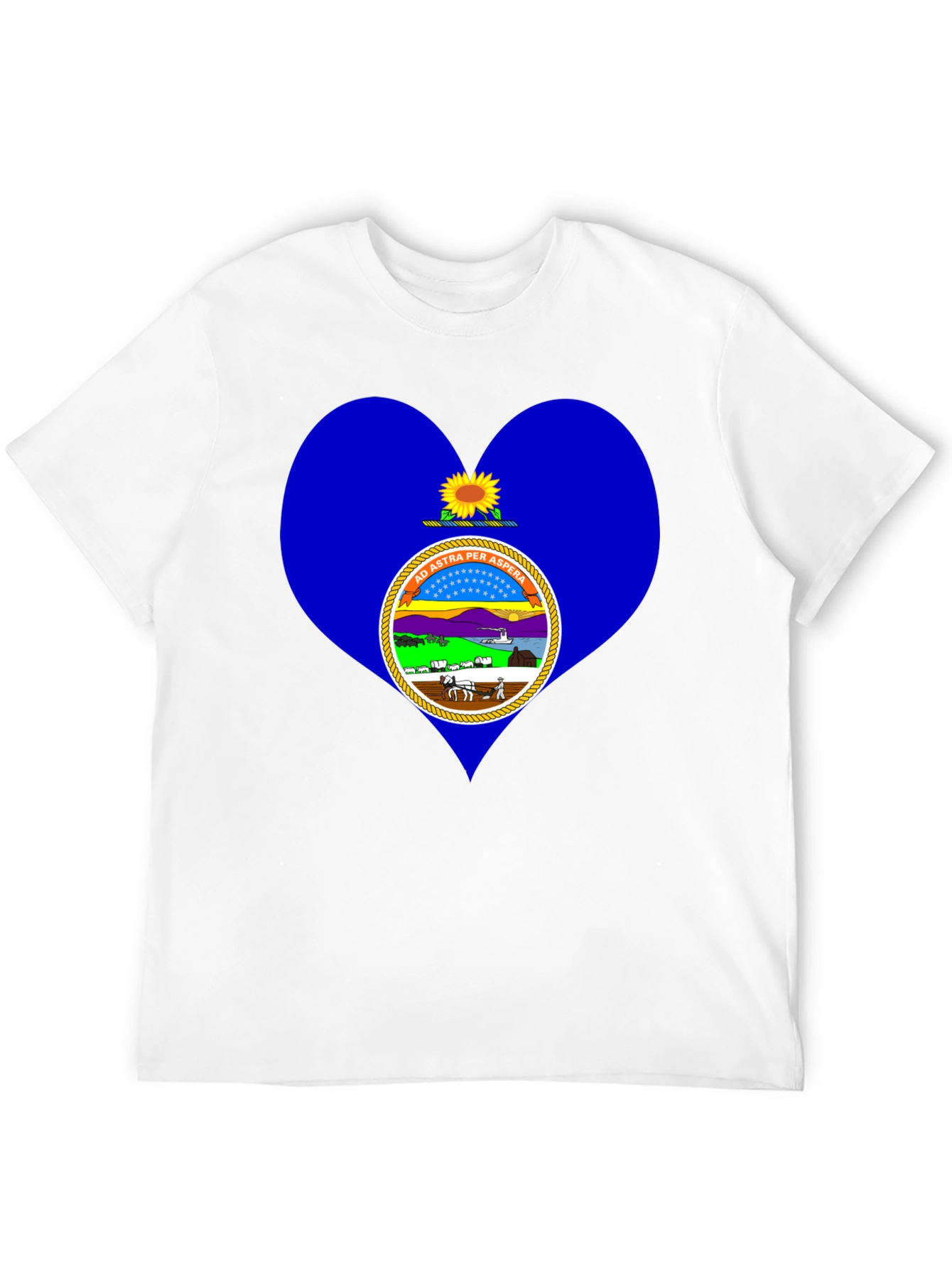 Kansas State Flag Heart T-Shirt