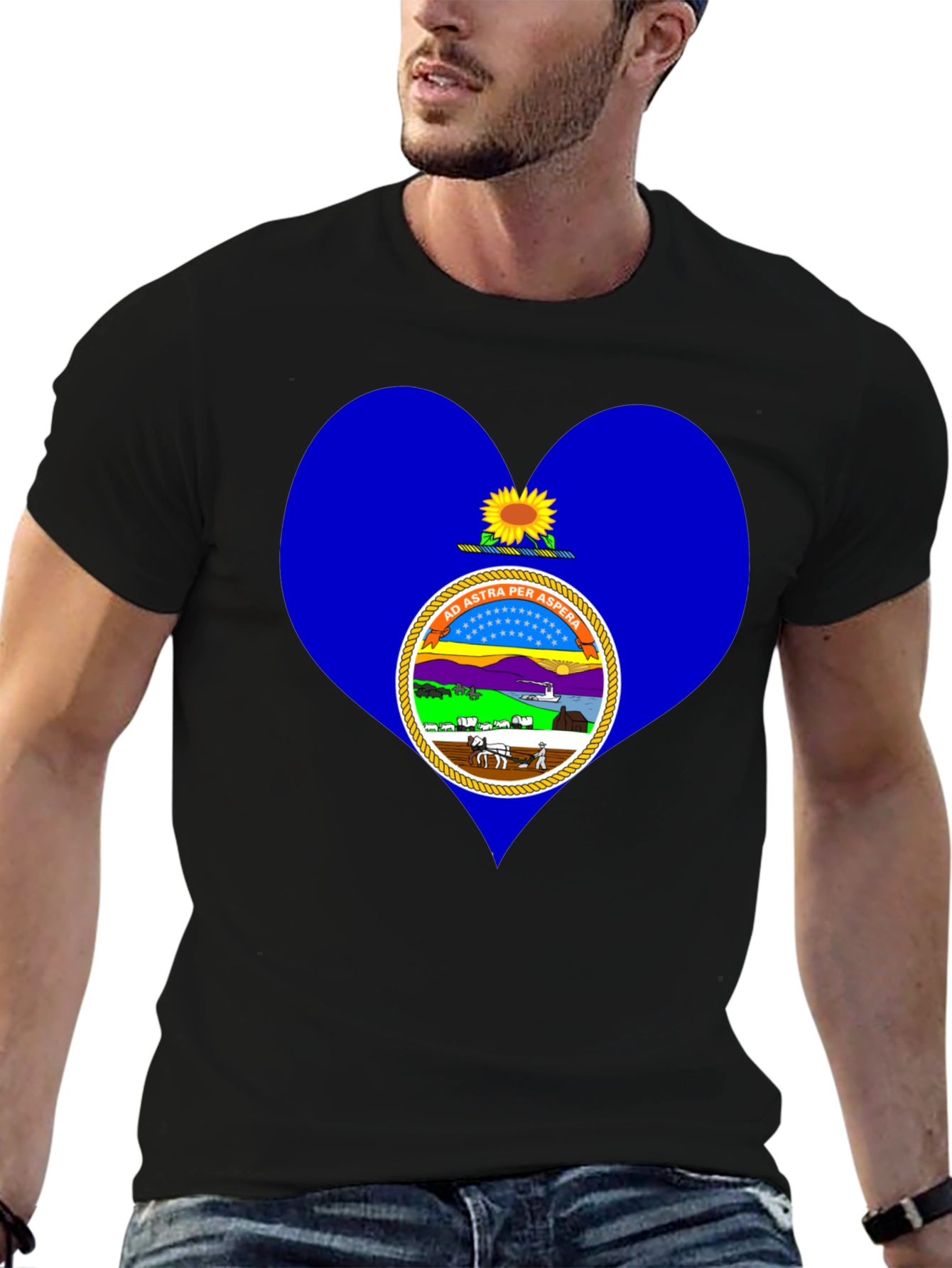 Kansas State Flag Heart T-Shirt