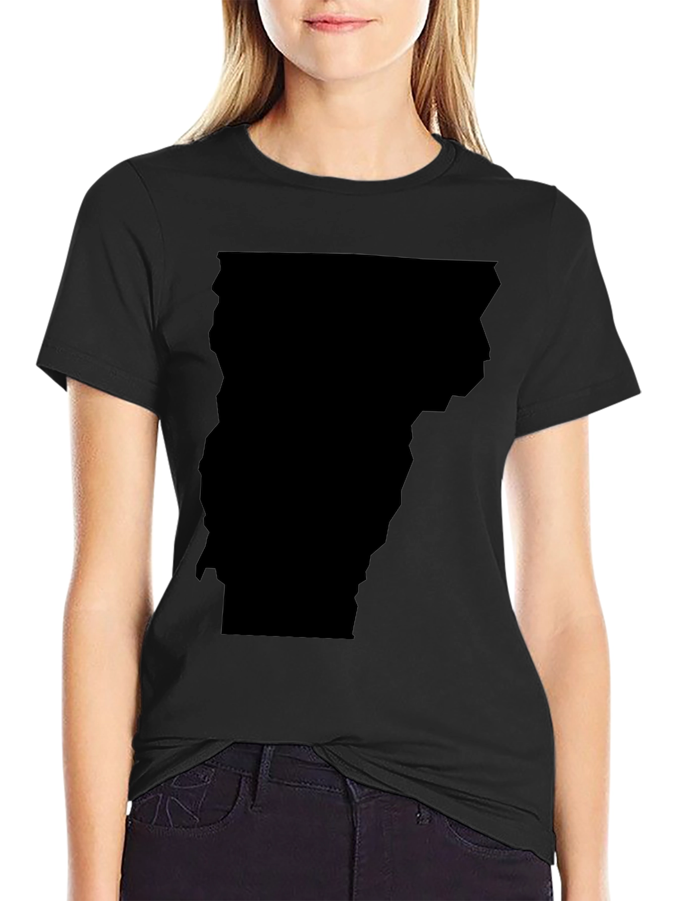 Vermont State Outline T-Shirt - Black
