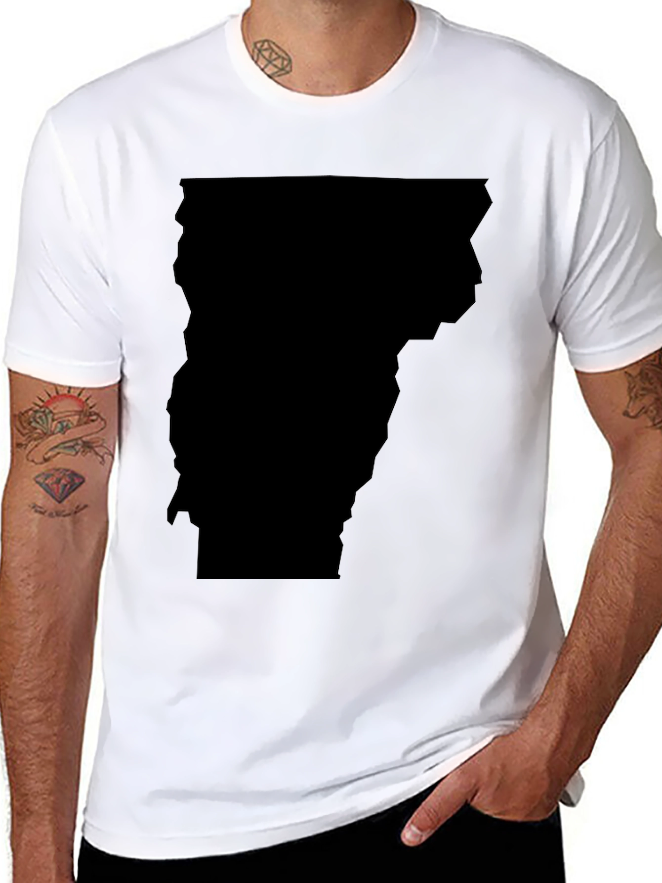 Vermont State Outline T-Shirt - Black