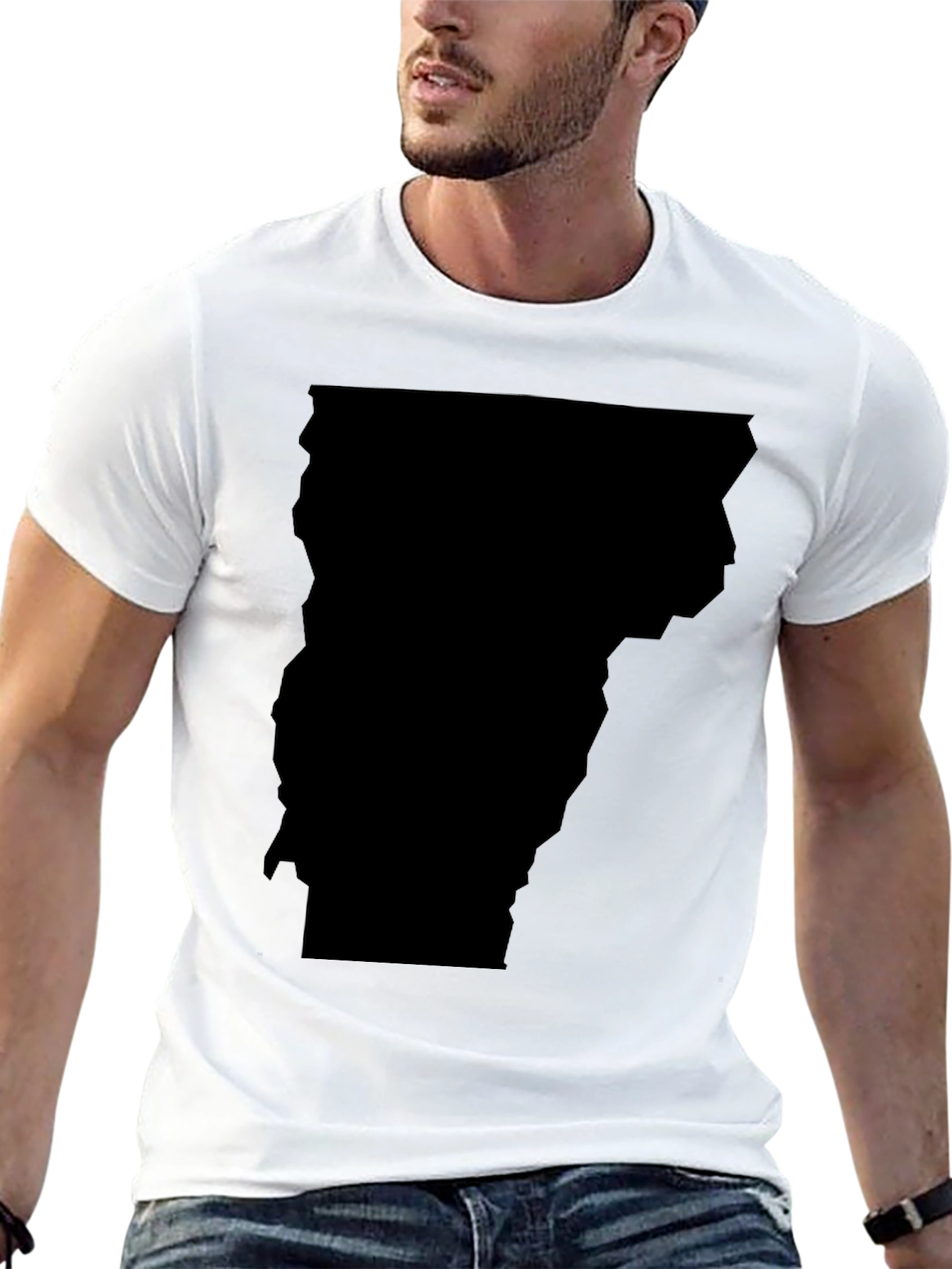 Vermont State Outline T-Shirt - Black