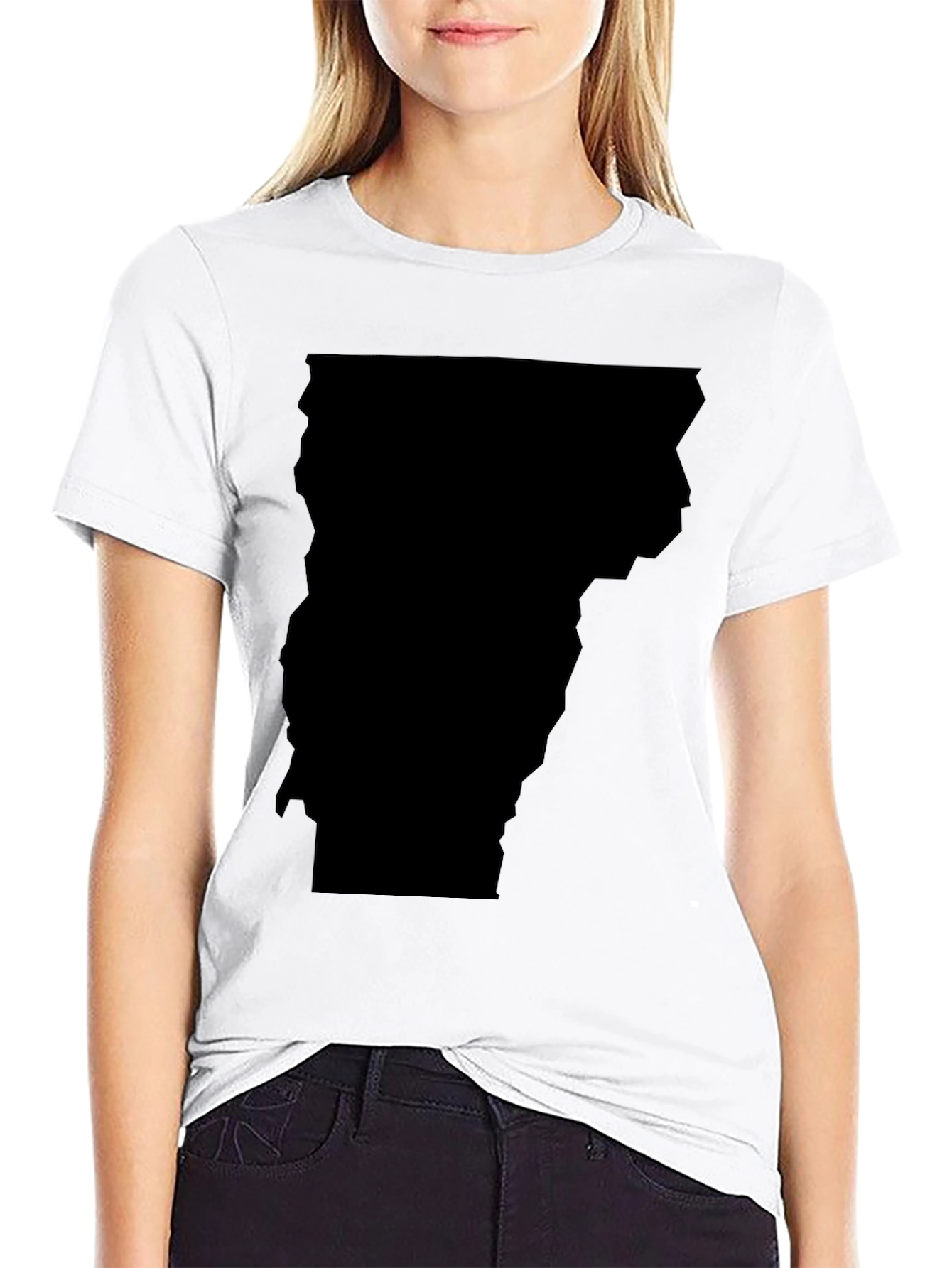 Vermont State Outline T-Shirt - Black