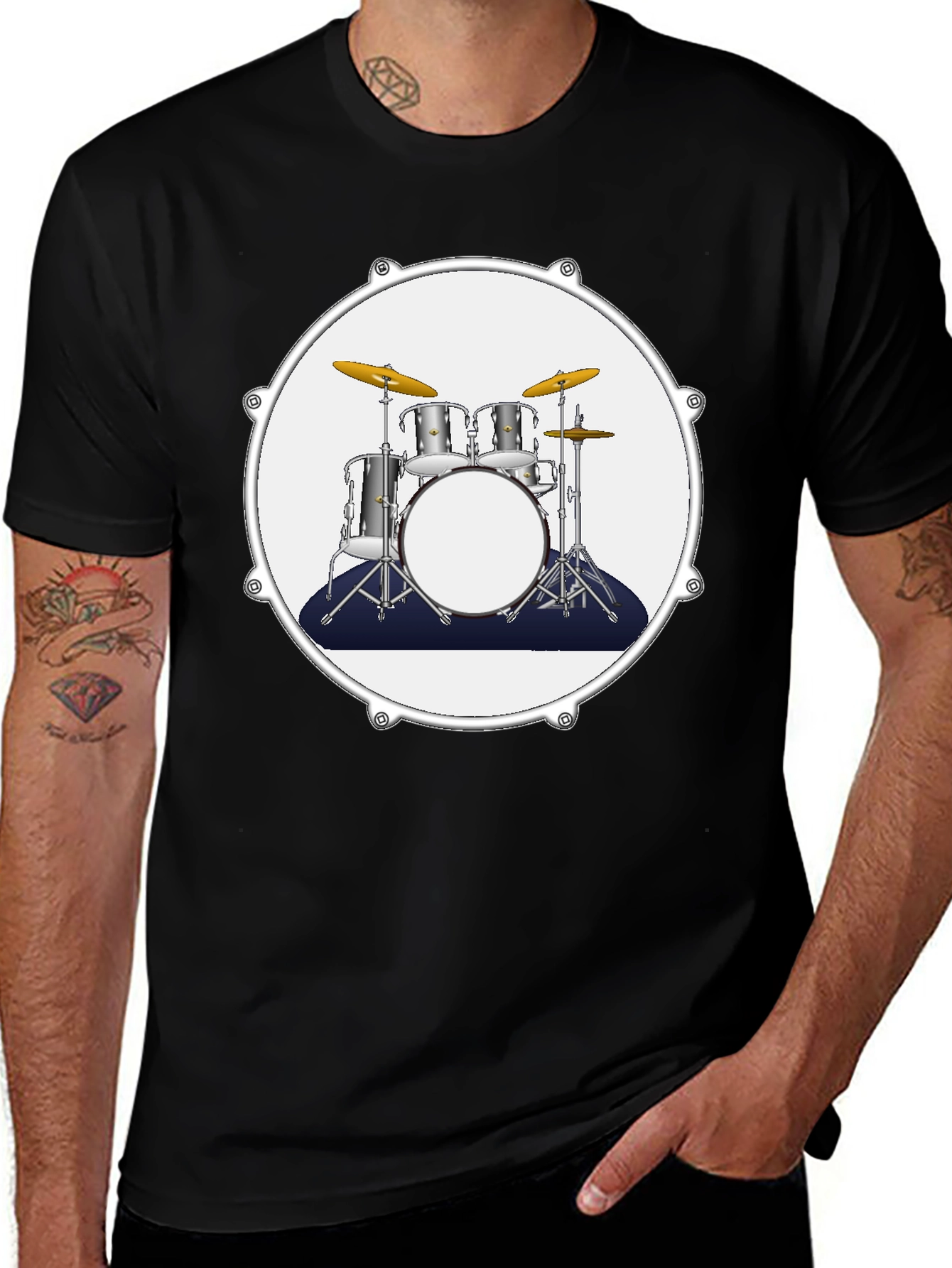 Drum Kit Graphic Tee - Musician Style T-Shirt