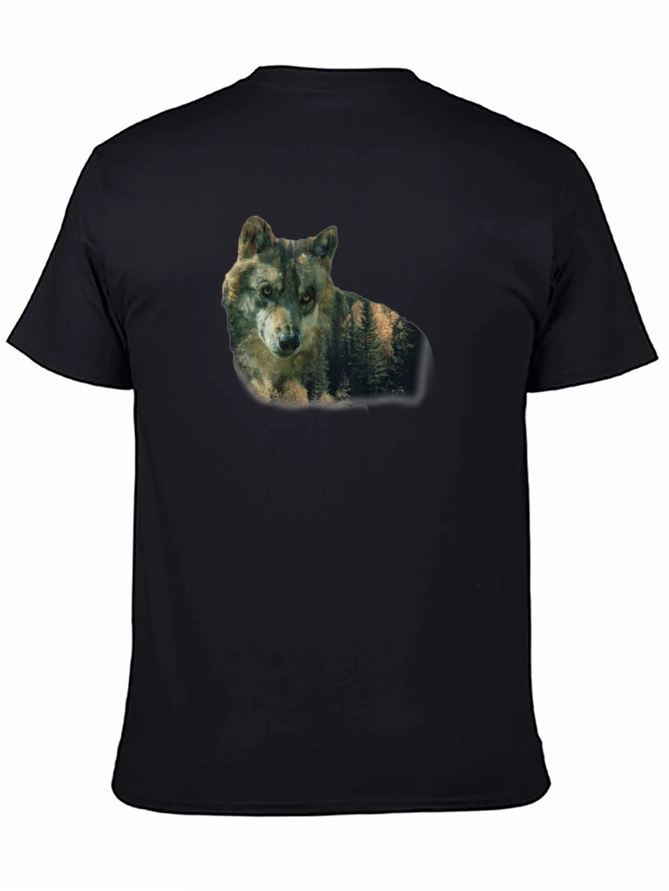 Wolf Nature Graphic Print Black T-Shirt