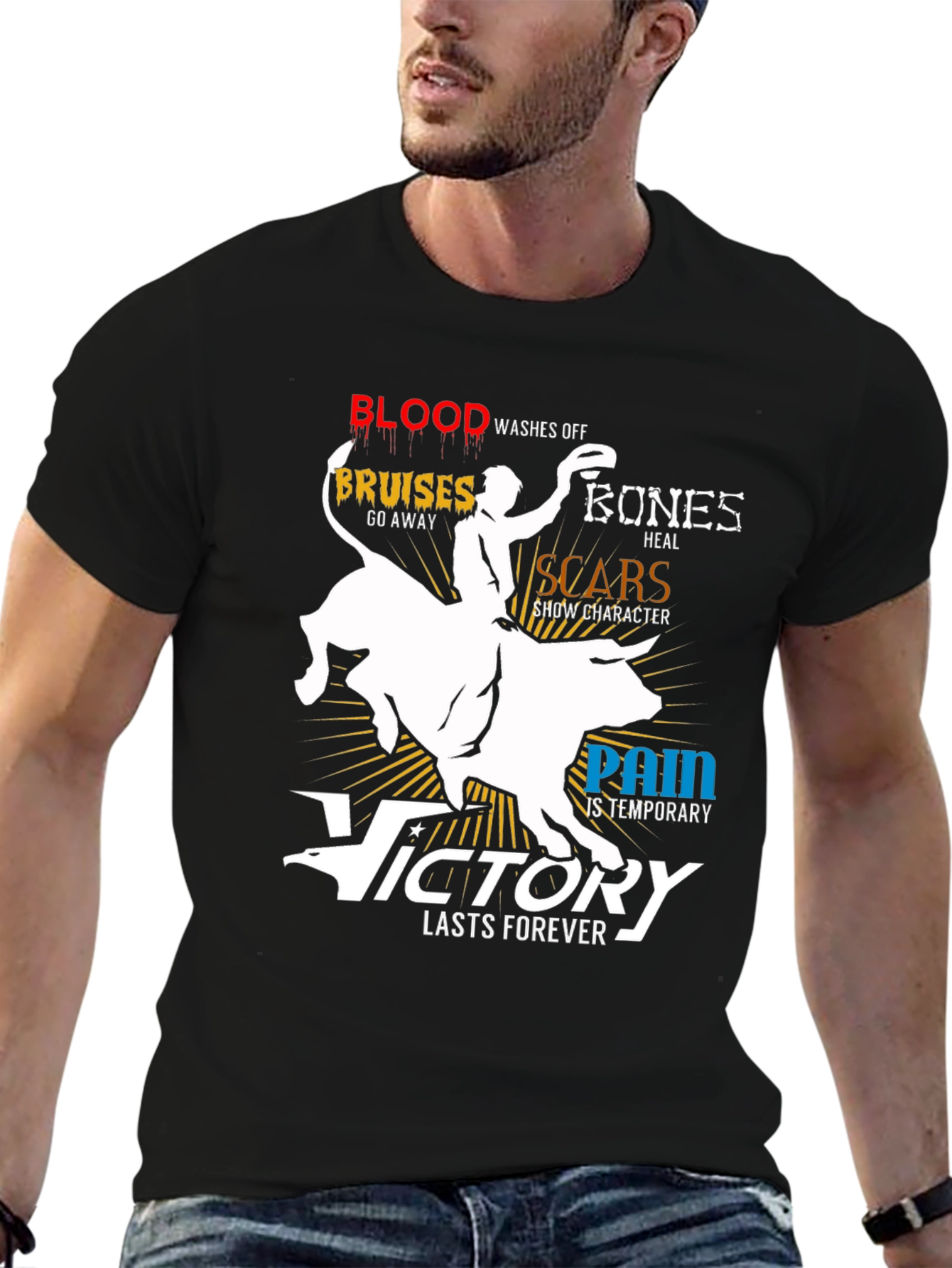 Rodeo Victory T-Shirt Bull Rider Graphic Tee