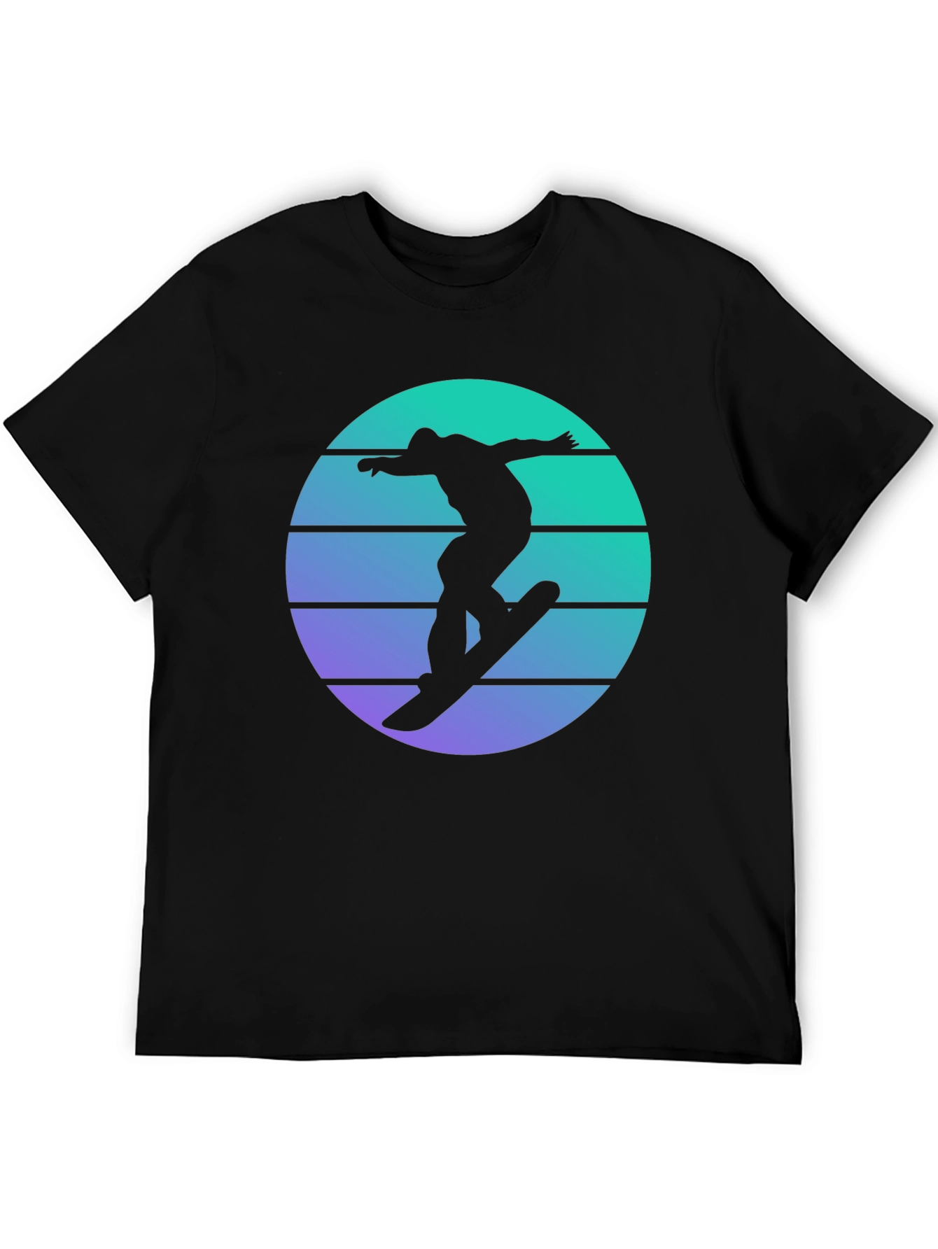 Skateboarder Retro Sunset Graphic Tee - Black