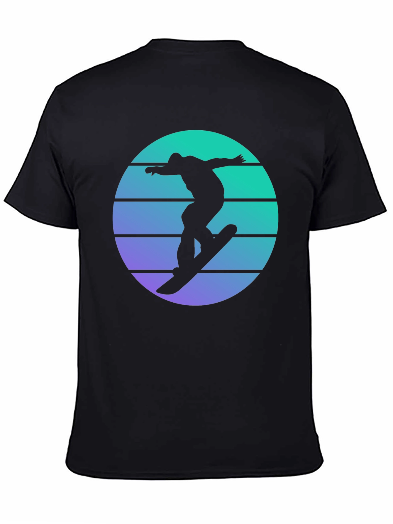 Skateboarder Retro Sunset Graphic Tee - Black