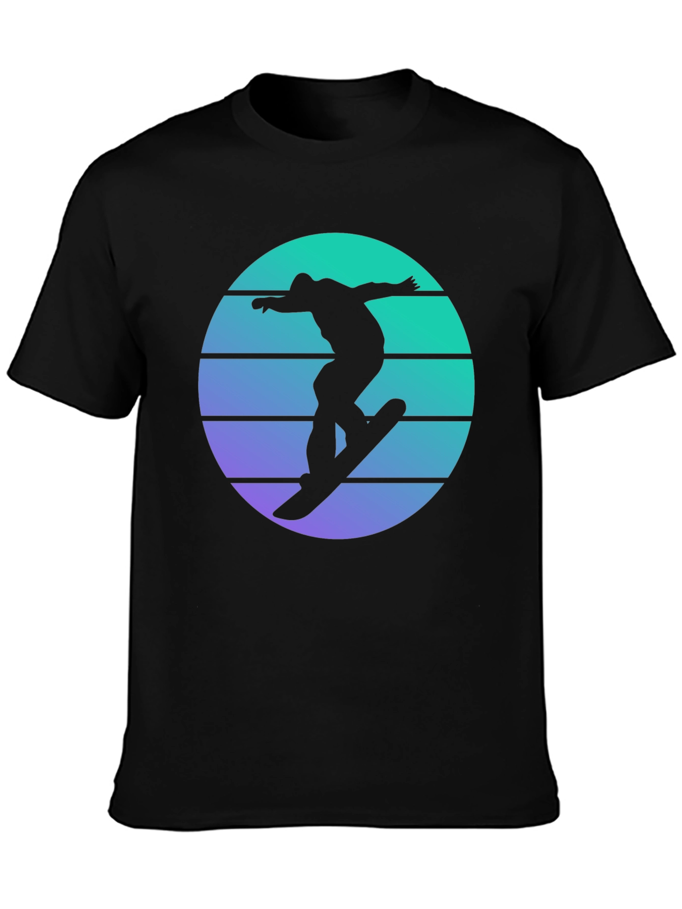 Skateboarder Retro Sunset Graphic Tee - Black