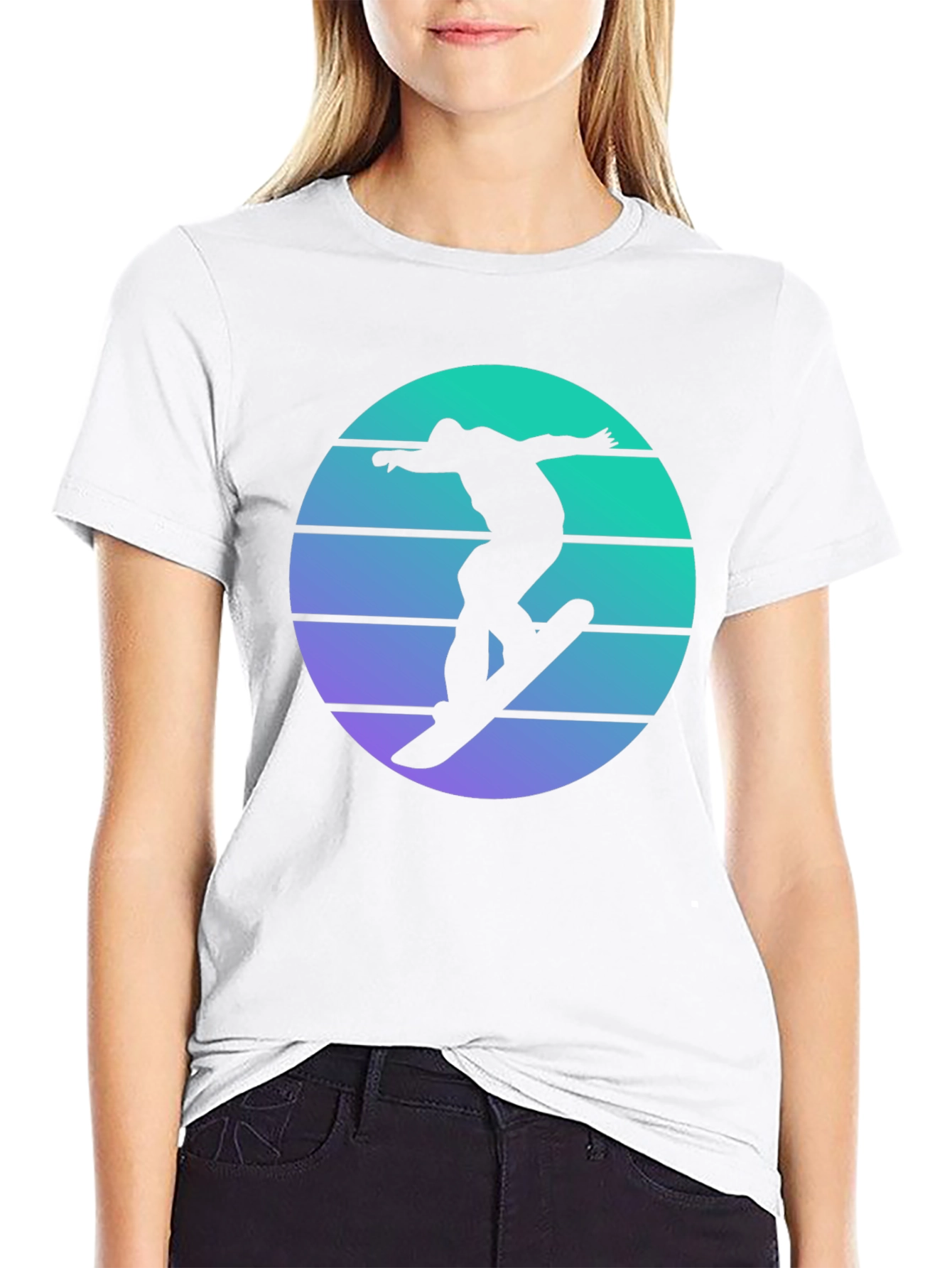 Skateboarder Retro Sunset Graphic Tee - Black