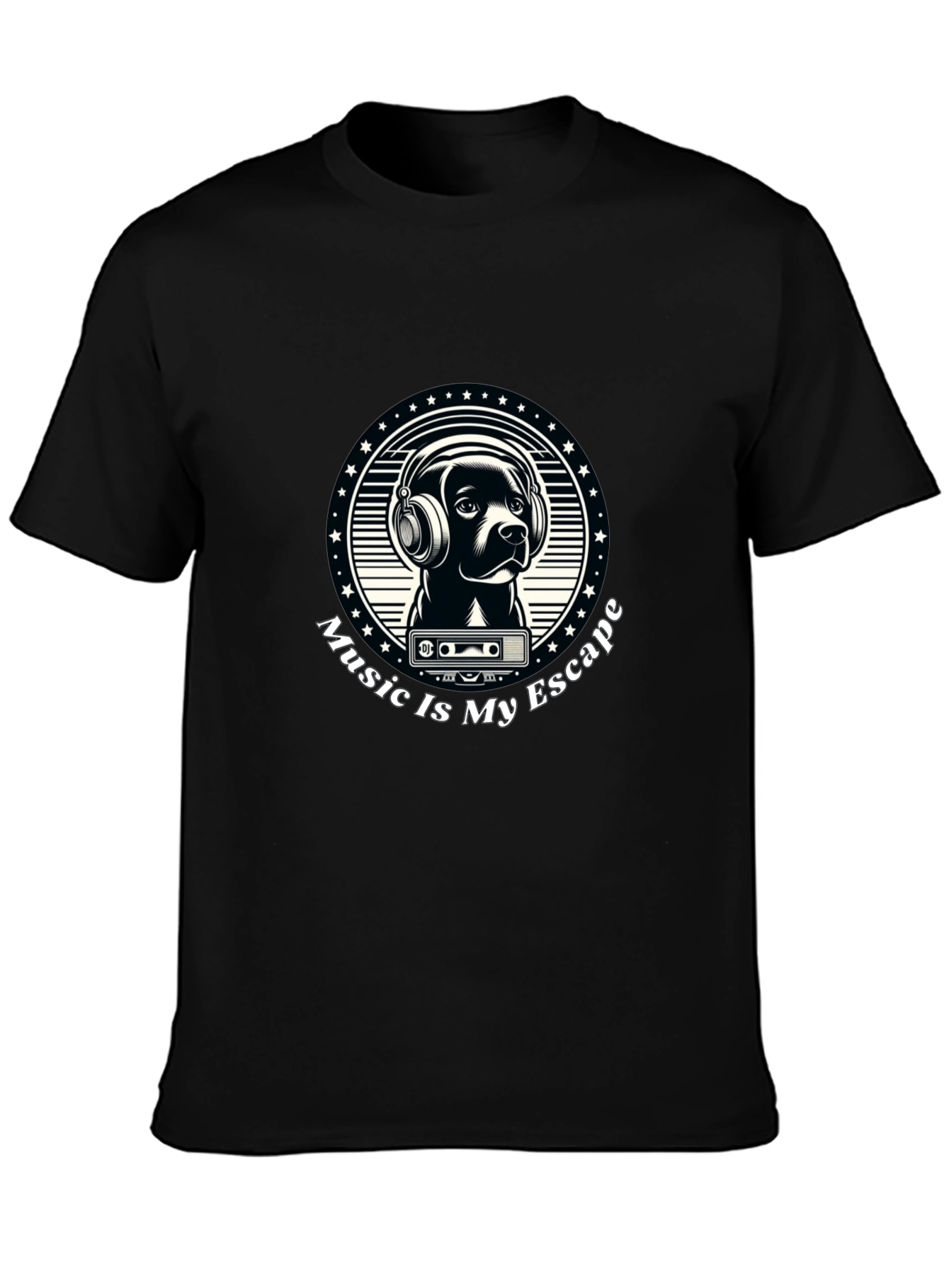 Music is My Escape T-Shirt - Dog with Headphones