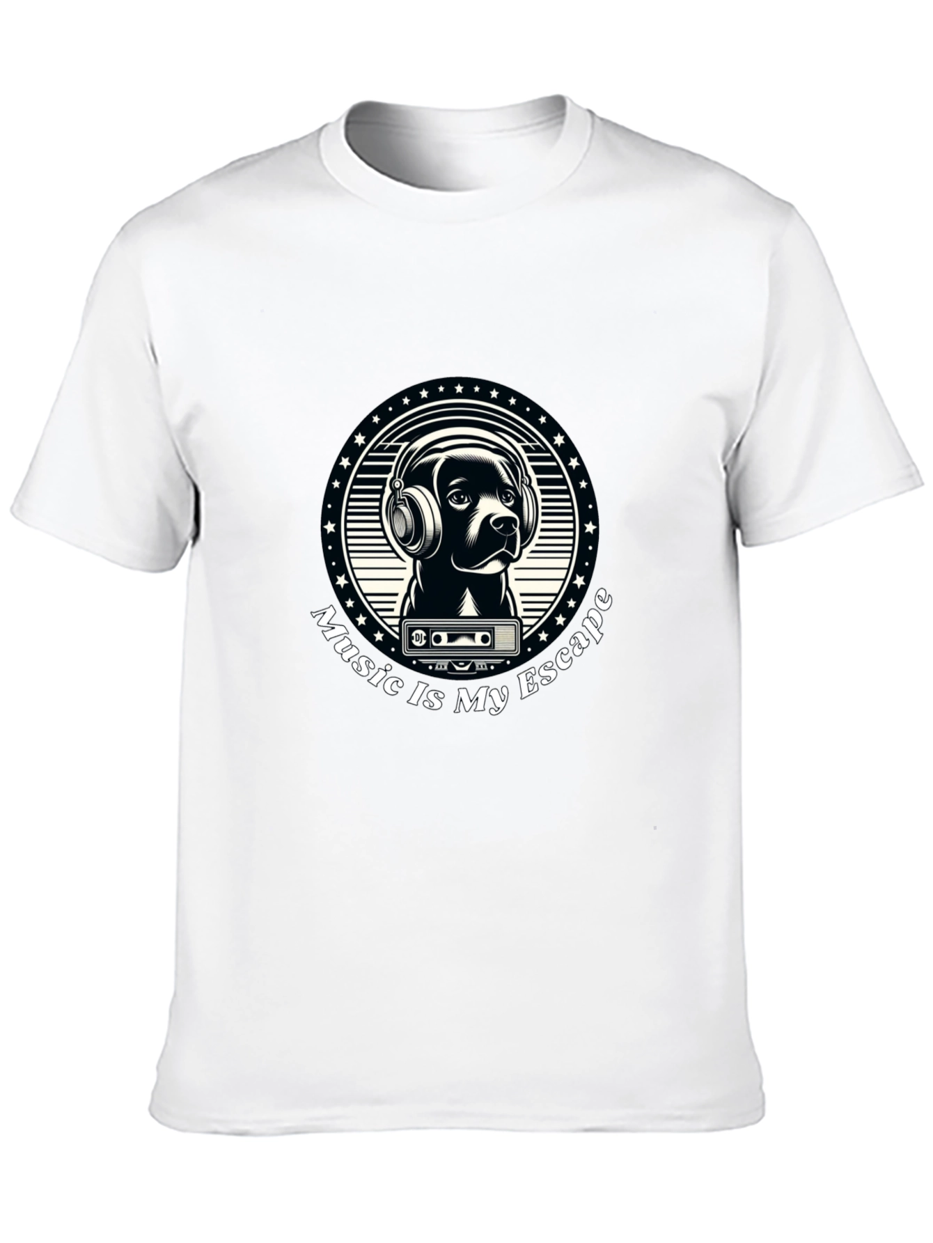 Music is My Escape T-Shirt - Dog with Headphones