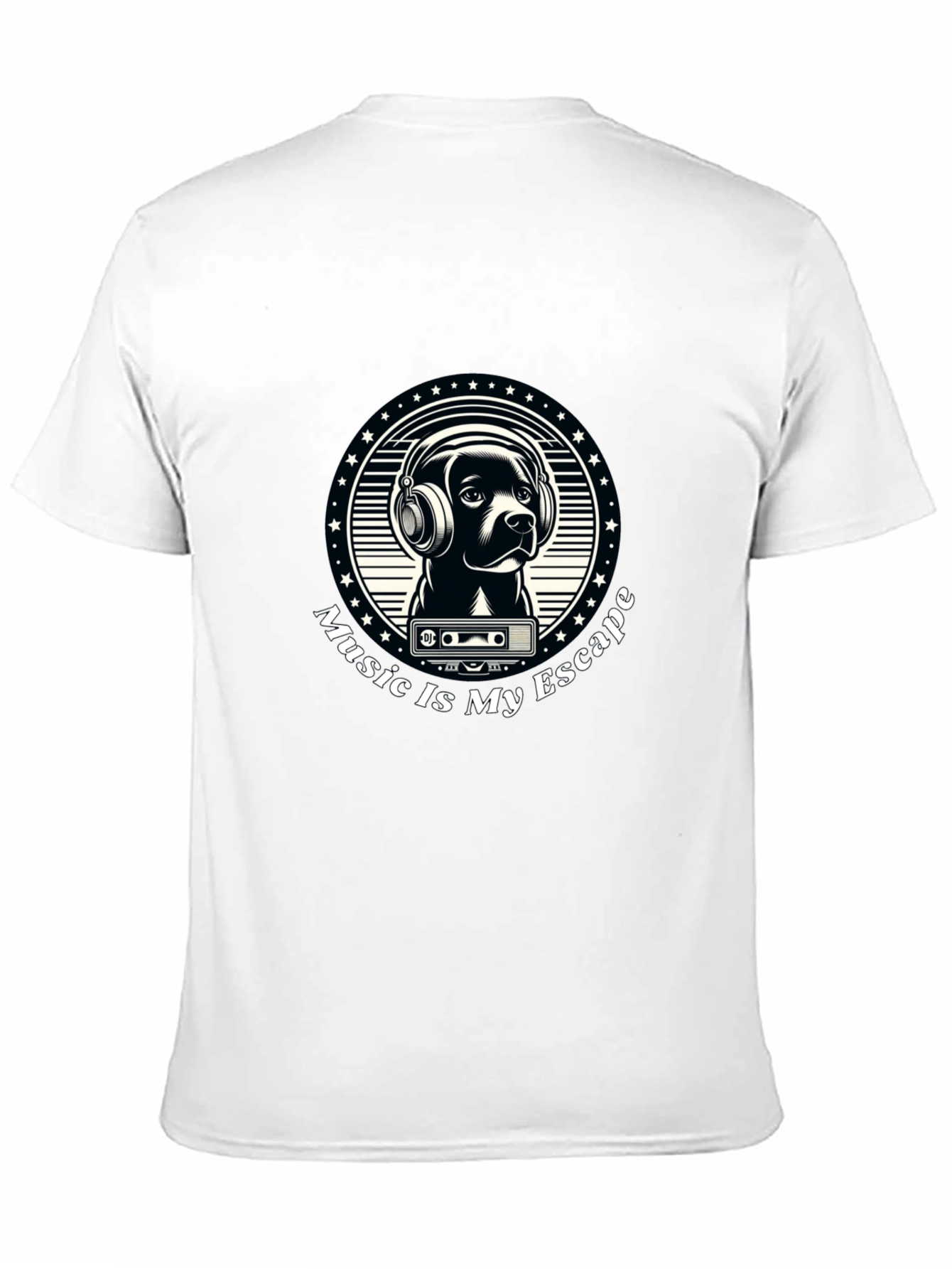 Music is My Escape T-Shirt - Dog with Headphones