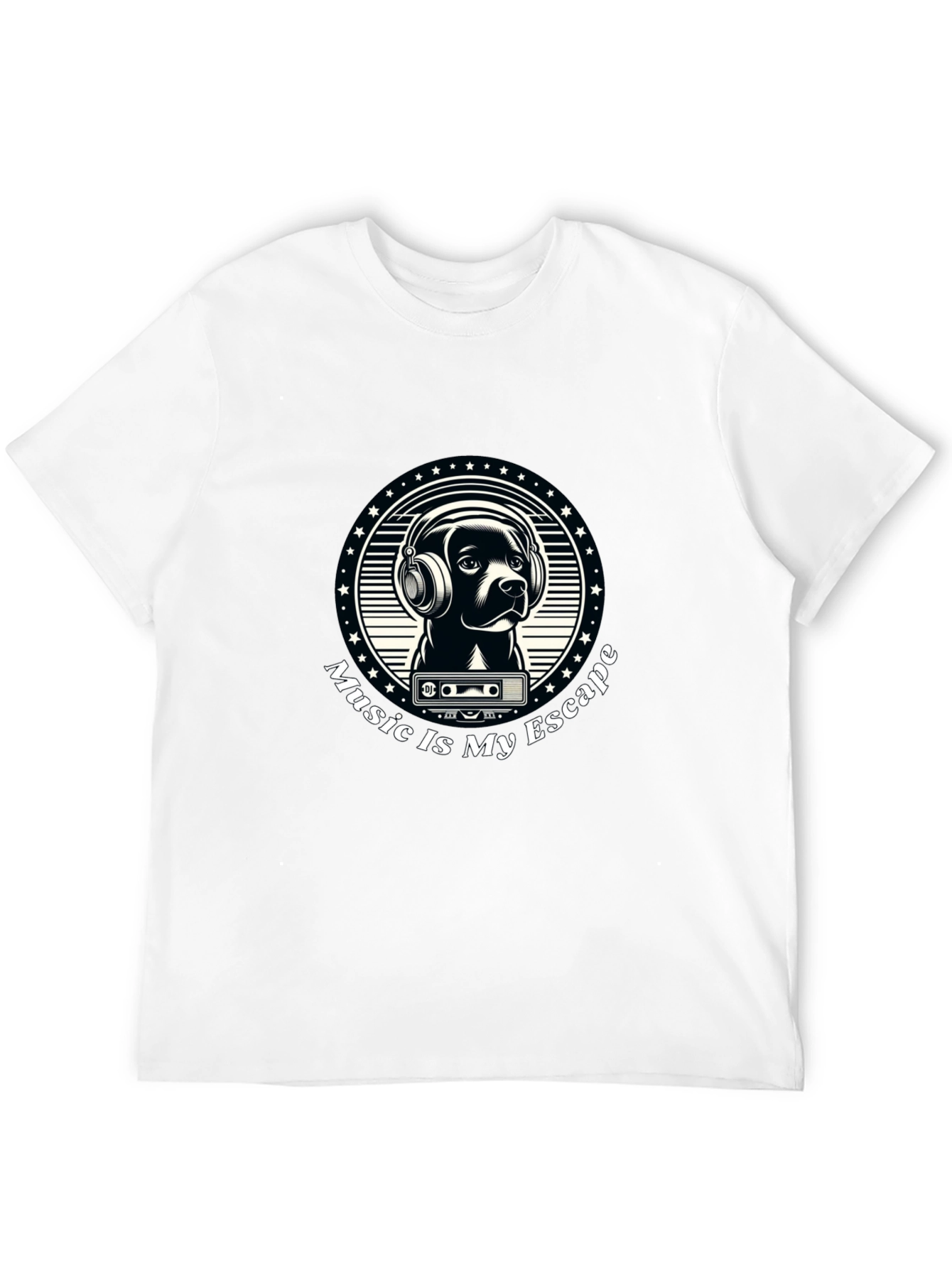Music is My Escape T-Shirt - Dog with Headphones