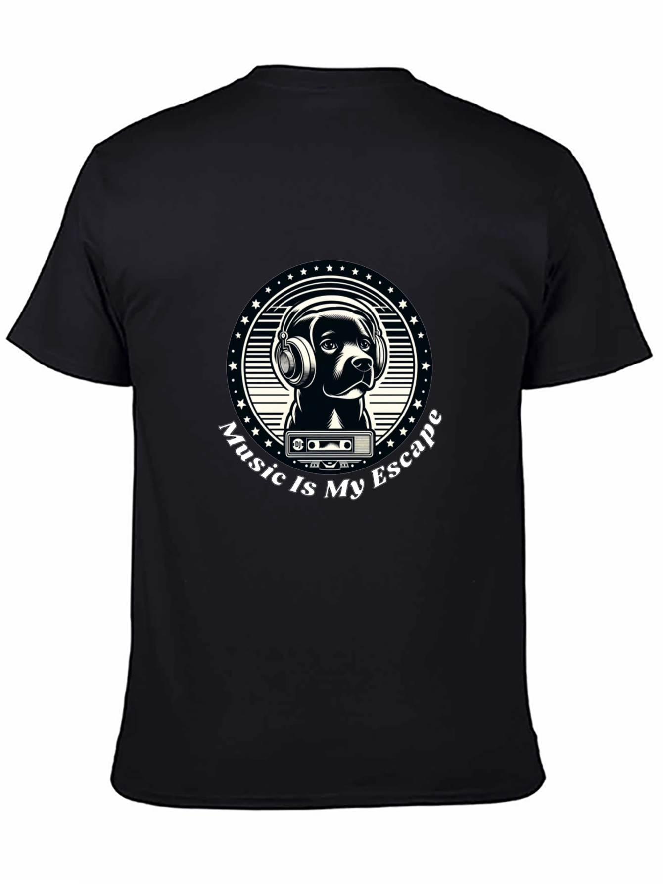 Music is My Escape T-Shirt - Dog with Headphones