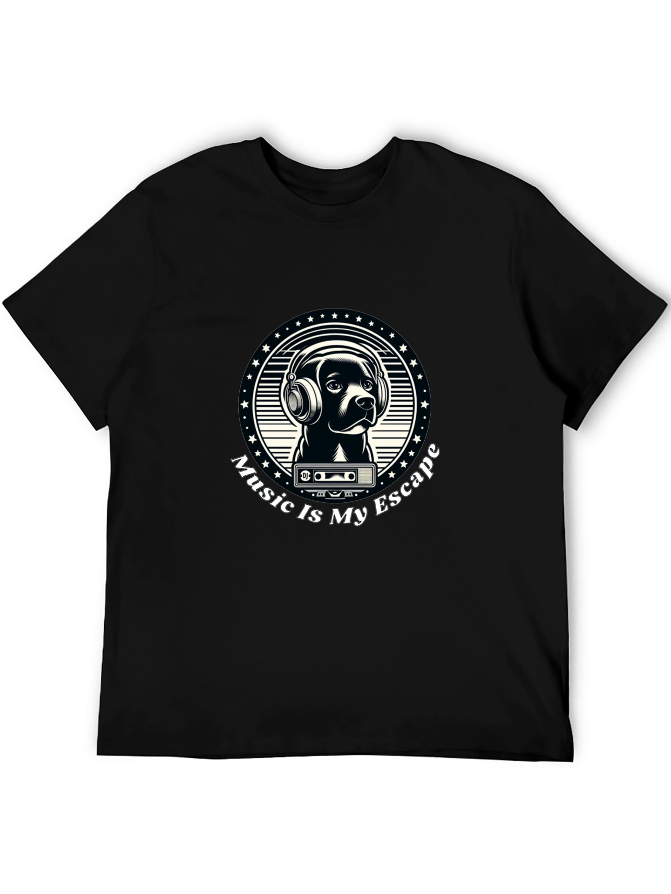 Music is My Escape T-Shirt - Dog with Headphones