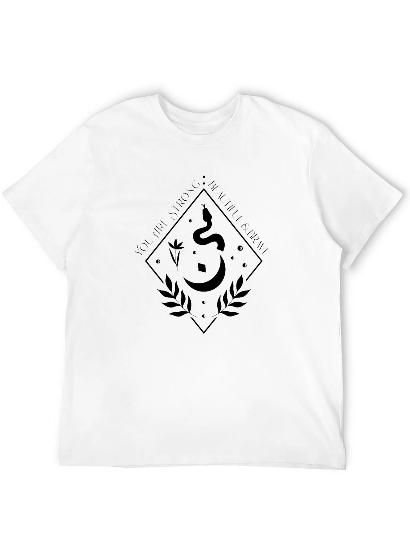 Mens Black T-Shirt with Occult Snake and Moon Design