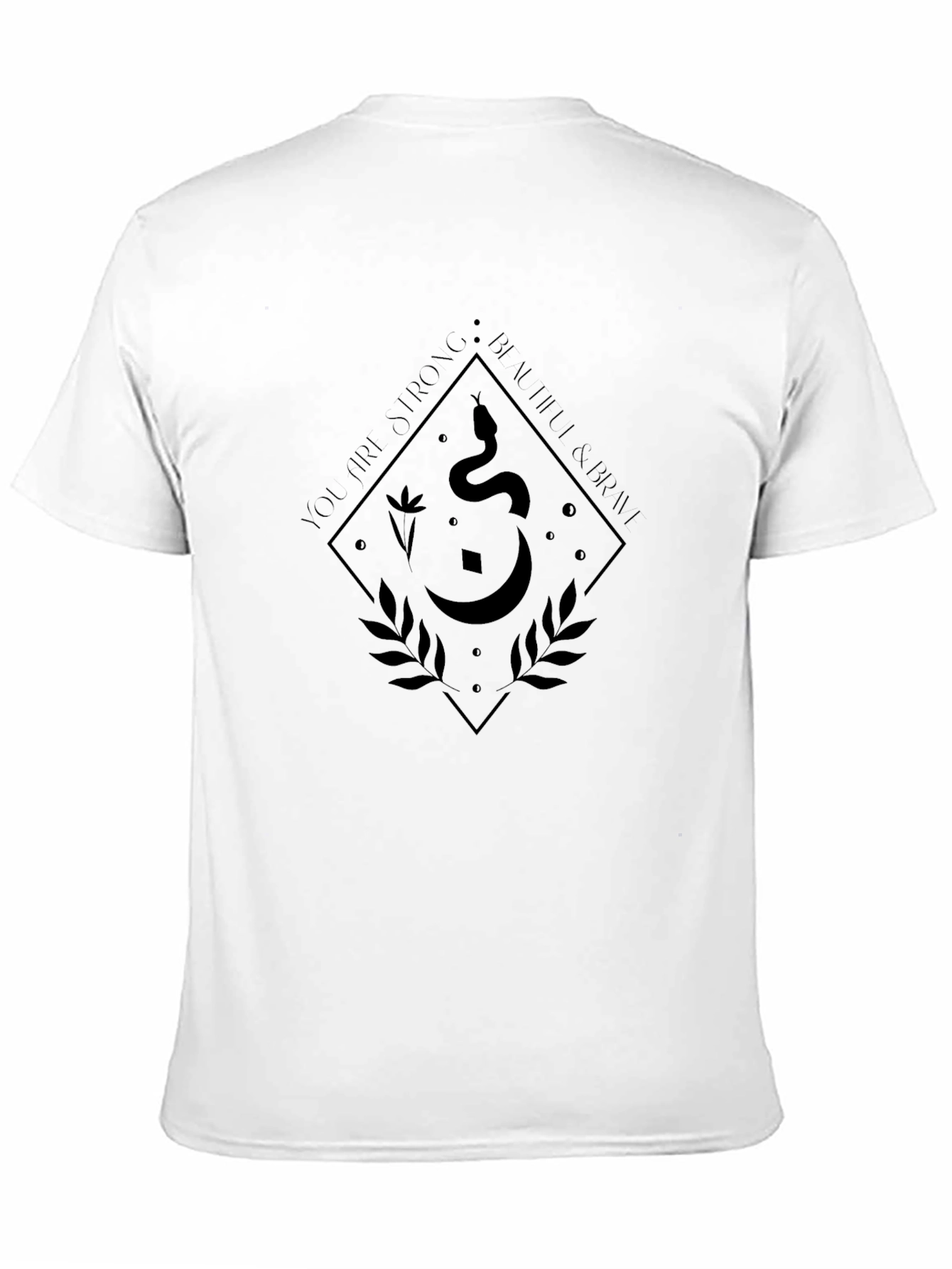 Mens Black T-Shirt with Occult Snake and Moon Design