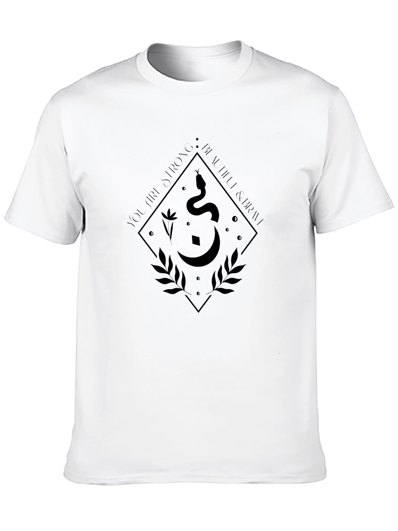 Mens Black T-Shirt with Occult Snake and Moon Design