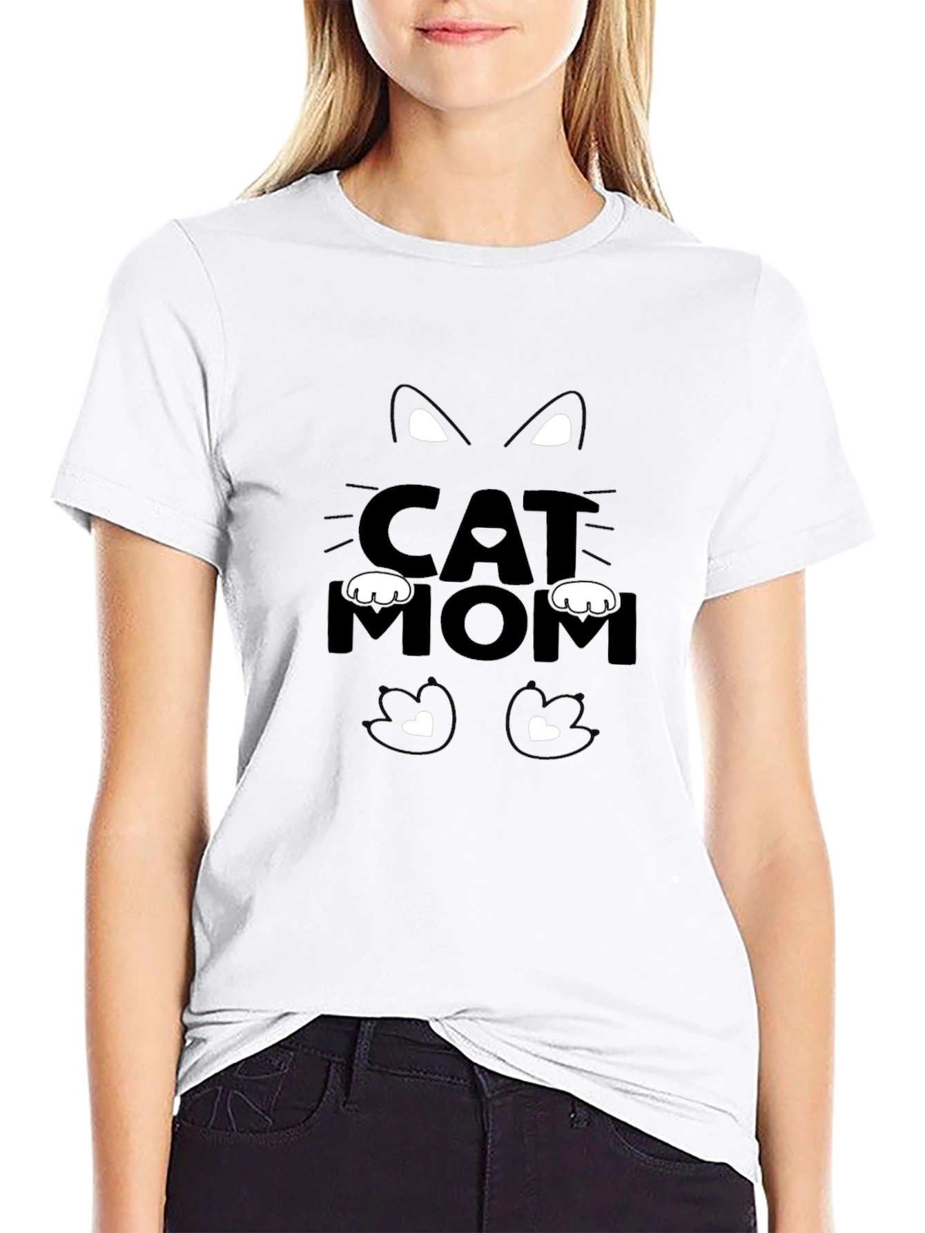 Cat Mom Black T-Shirt