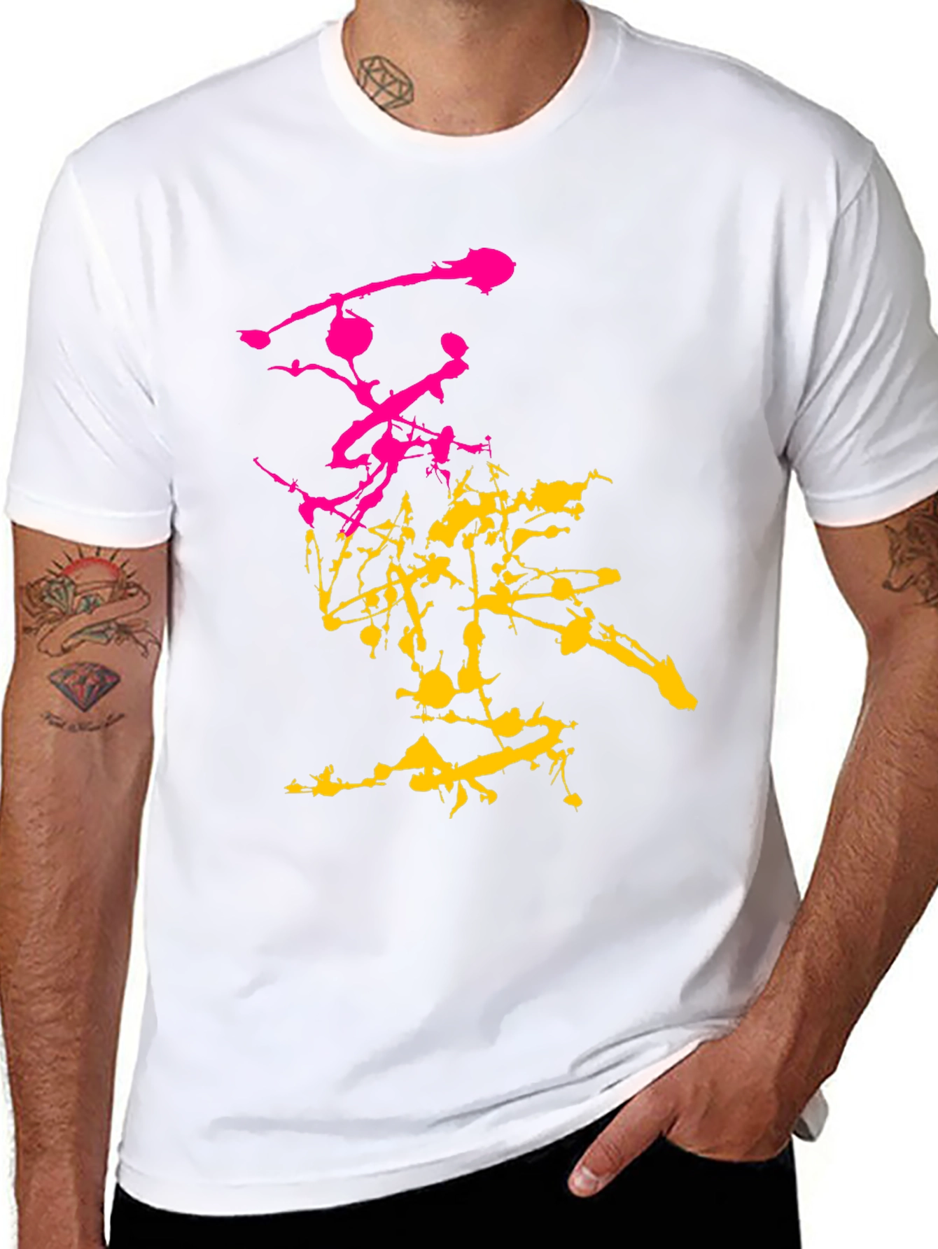 Abstract Splatter Graphic Mens Black T-Shirt
