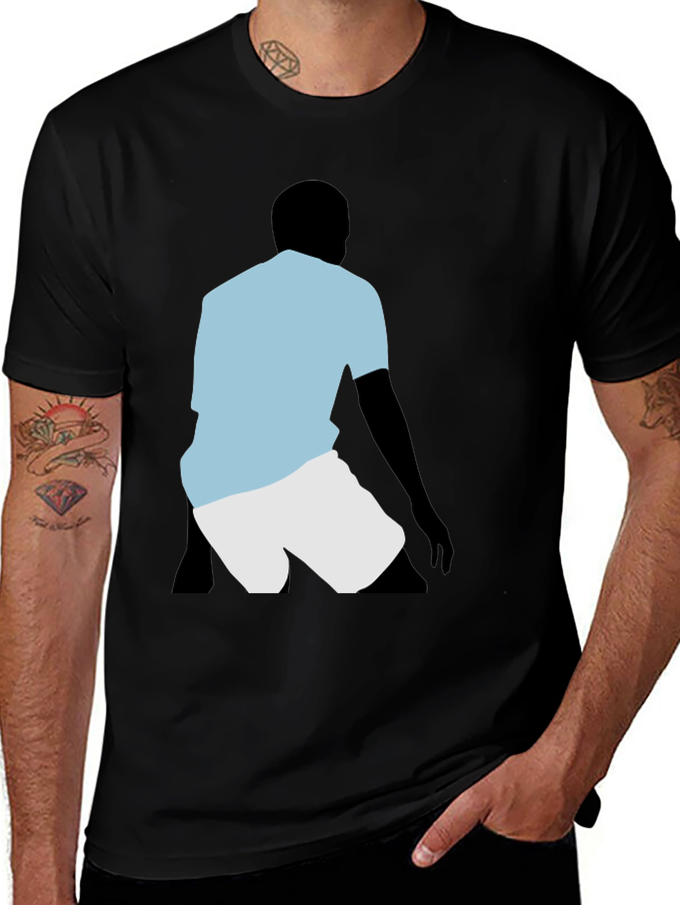 Silhouette Athlete Graphic T-Shirt - Black